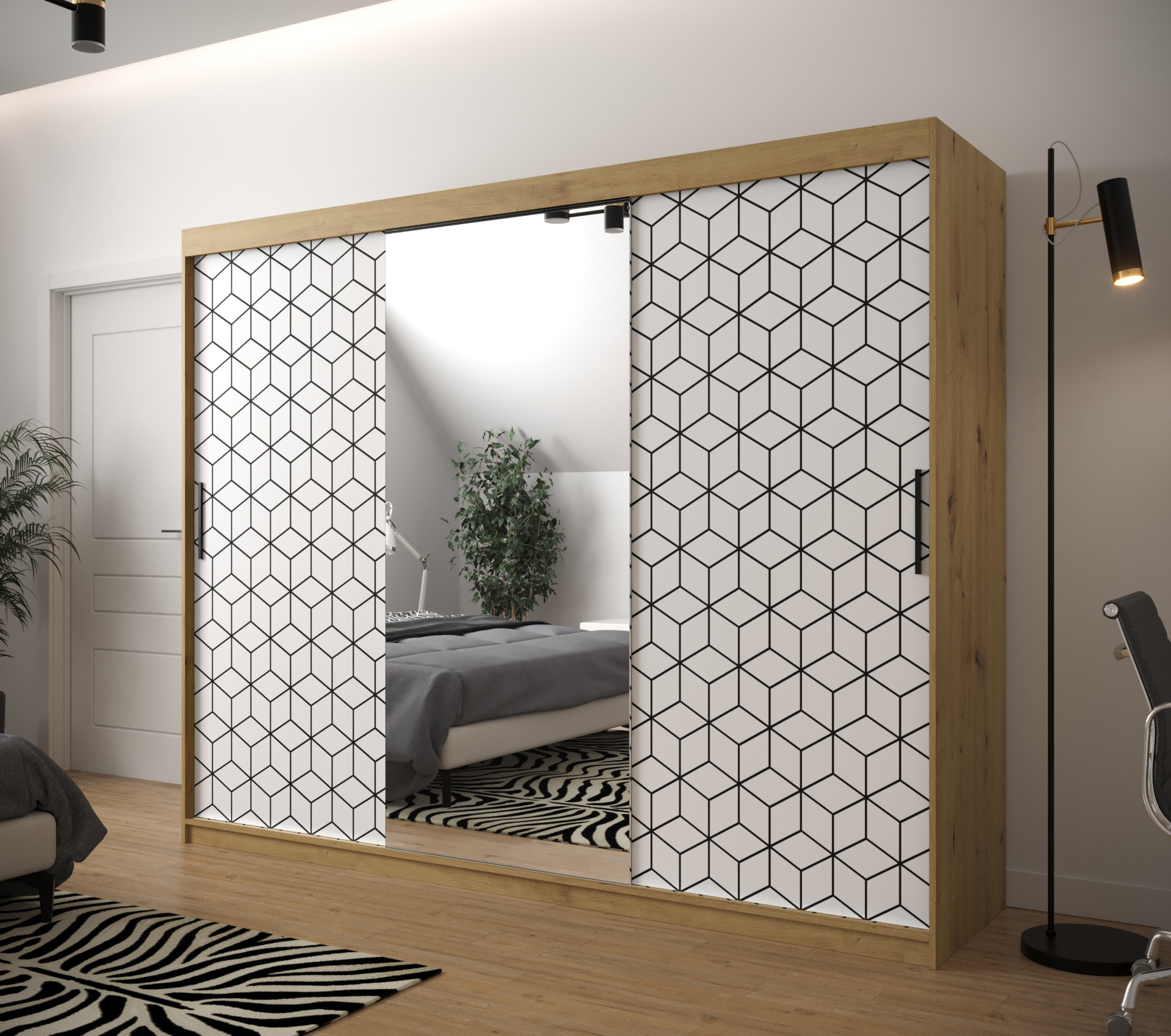 Šatní skříň Abi Plaster 2 Barva korpusu: Dub - Artisan