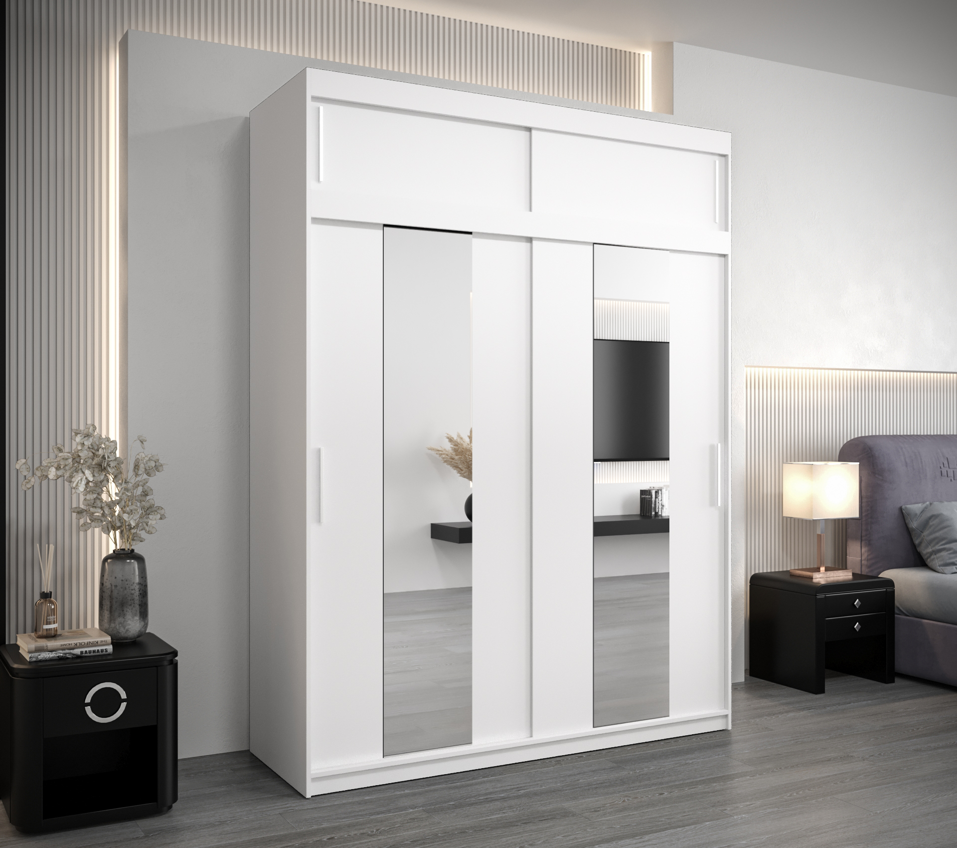 Šatní skříň Abi Po s nástavcem Barva korpusu: Bílá