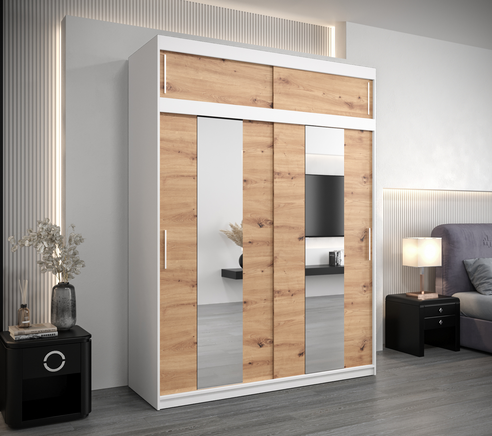 Šatní skříň Abi Po s nástavcem Barva korpusu: Bílá