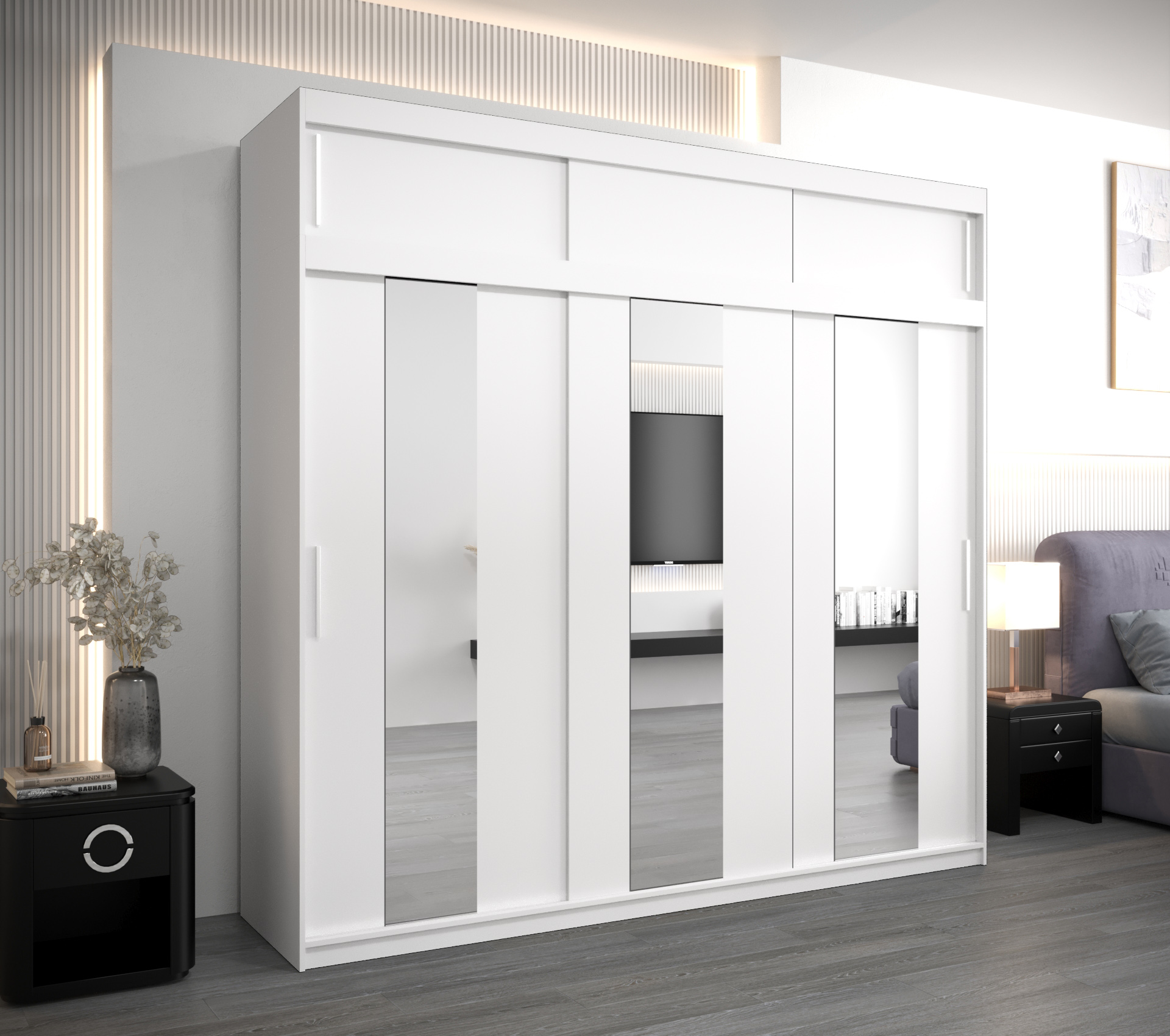 Šatní skříň Abi Po s nástavcem Barva korpusu: Bílá