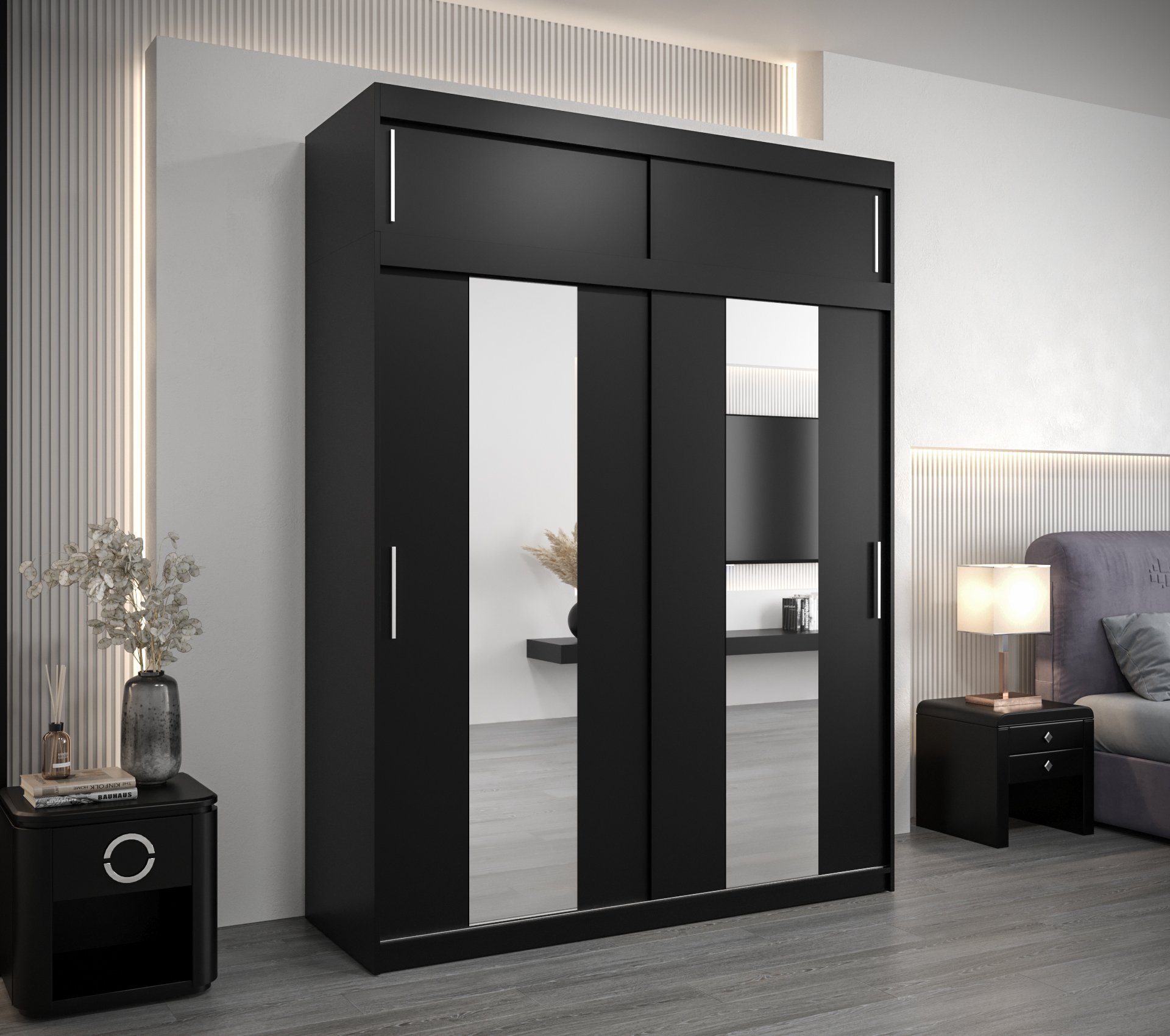 Šatní skříň Abi Po s nástavcem Barva korpusu: Černá