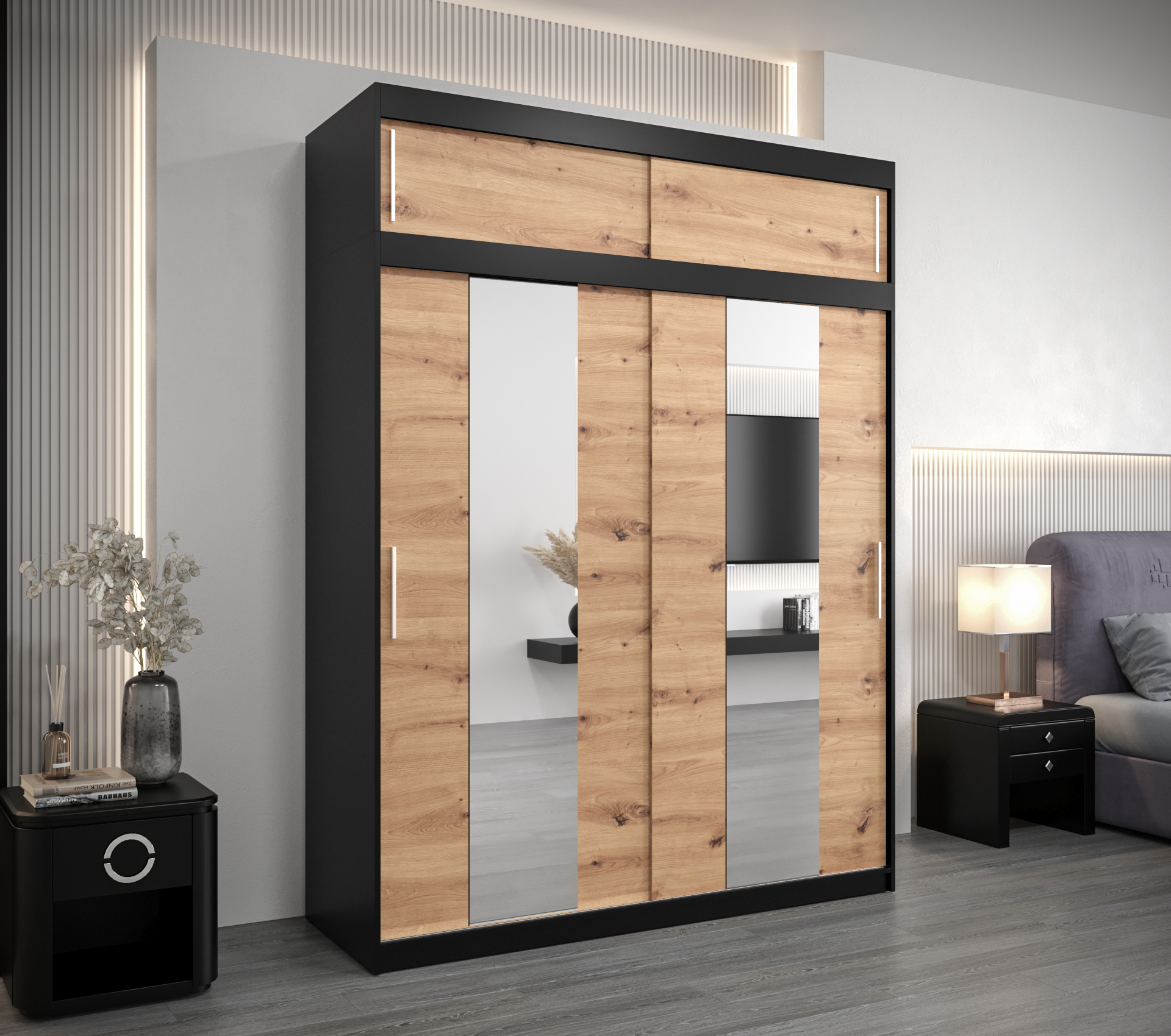 Šatní skříň Abi Po s nástavcem Barva korpusu: Černá