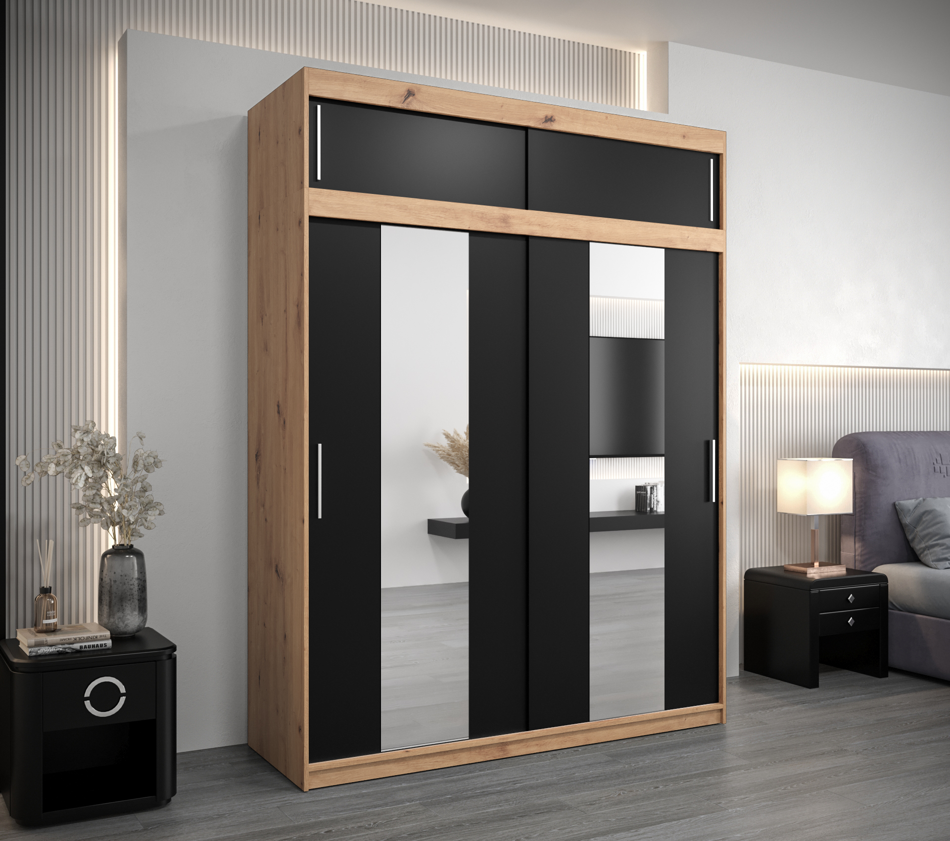 Šatní skříň Abi Po s nástavcem Barva korpusu: Dub - Artisan