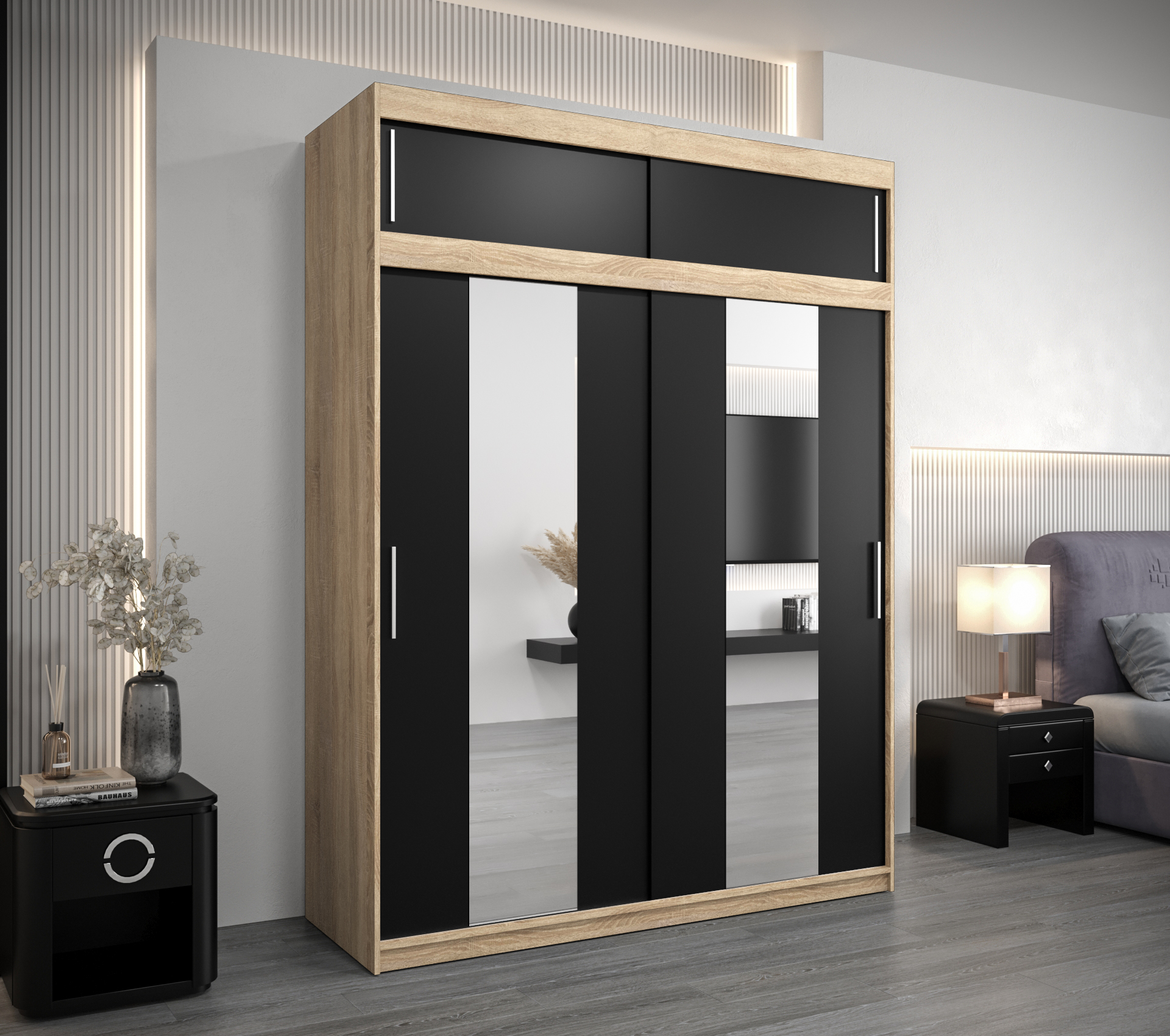 Šatní skříň Abi Po s nástavcem Barva korpusu: Dub - sonoma