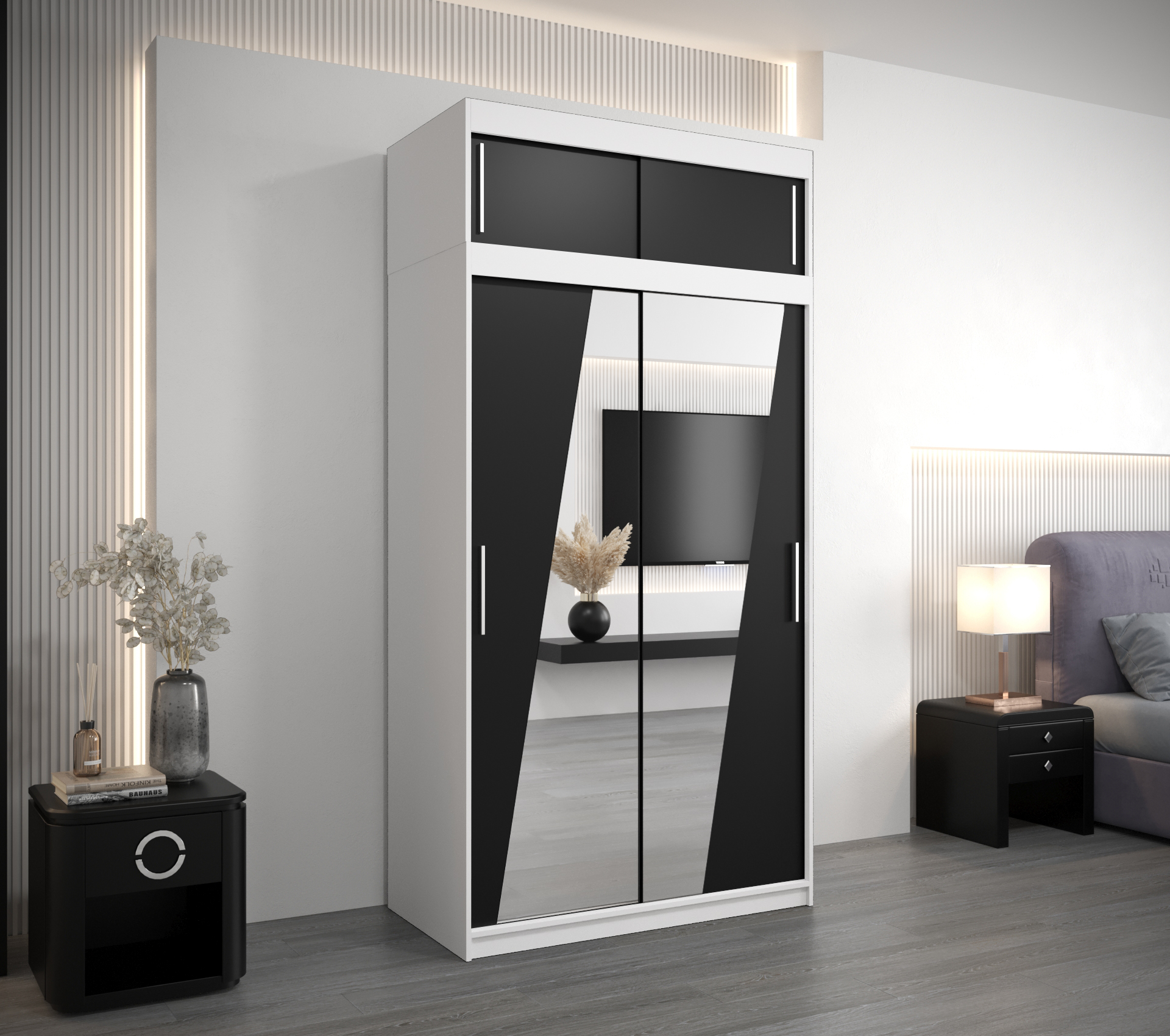 Šatní skříň Abi R0 s nástavcem Barva korpusu: Bílá