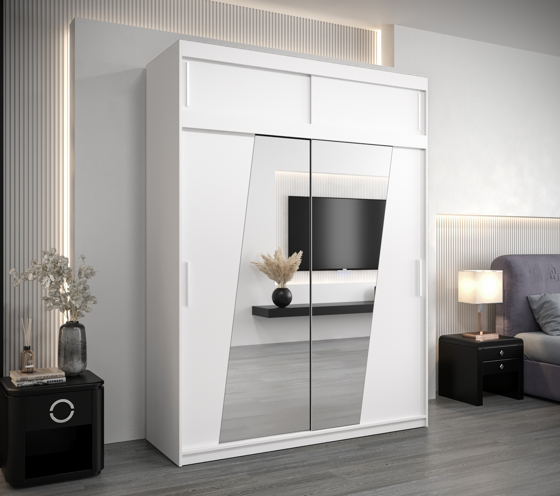 Šatní skříň Abi R0 s nástavcem Barva korpusu: Bílá