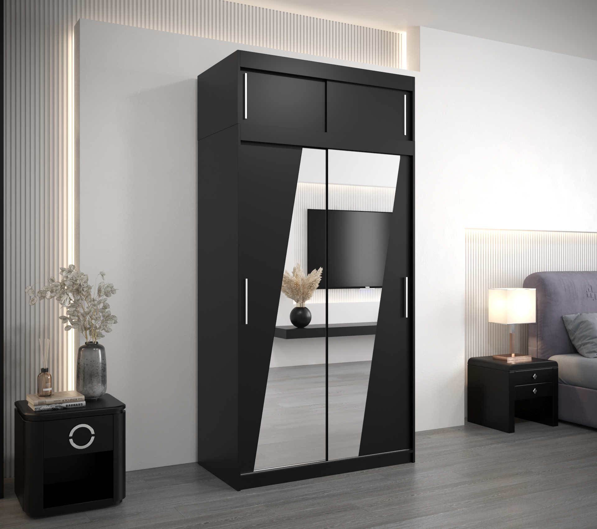 Šatní skříň Abi R0 s nástavcem Barva korpusu: Černá