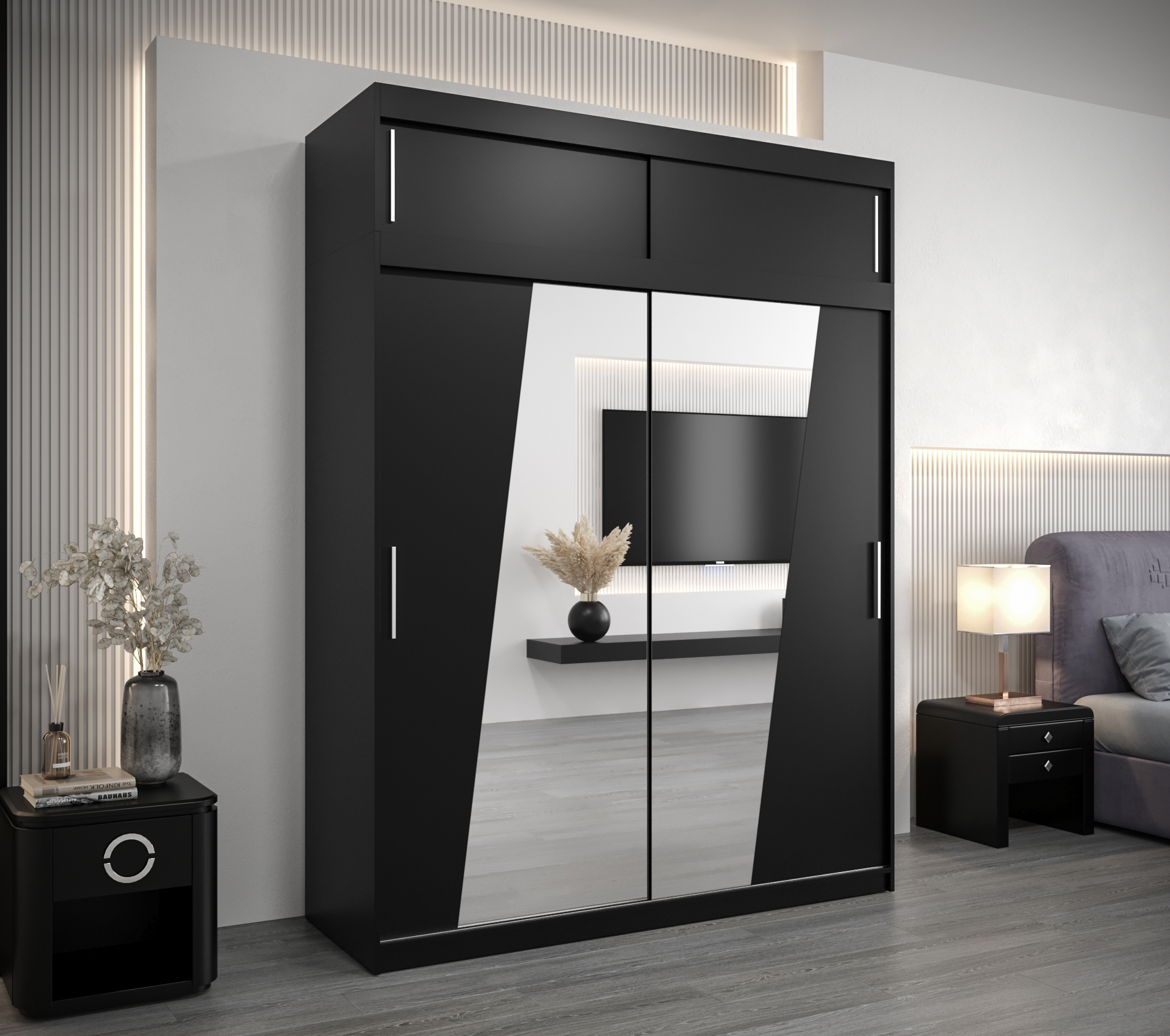 Šatní skříň Abi R0 s nástavcem Barva korpusu: Černá