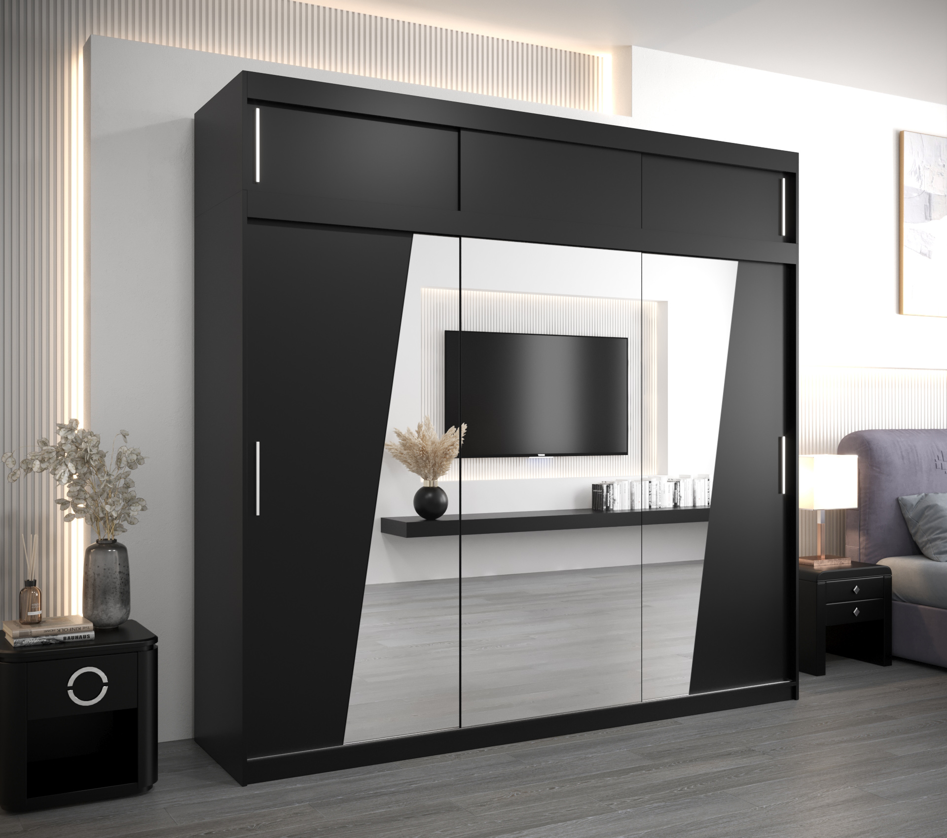 Šatní skříň Abi R0 s nástavcem Barva korpusu: Černá