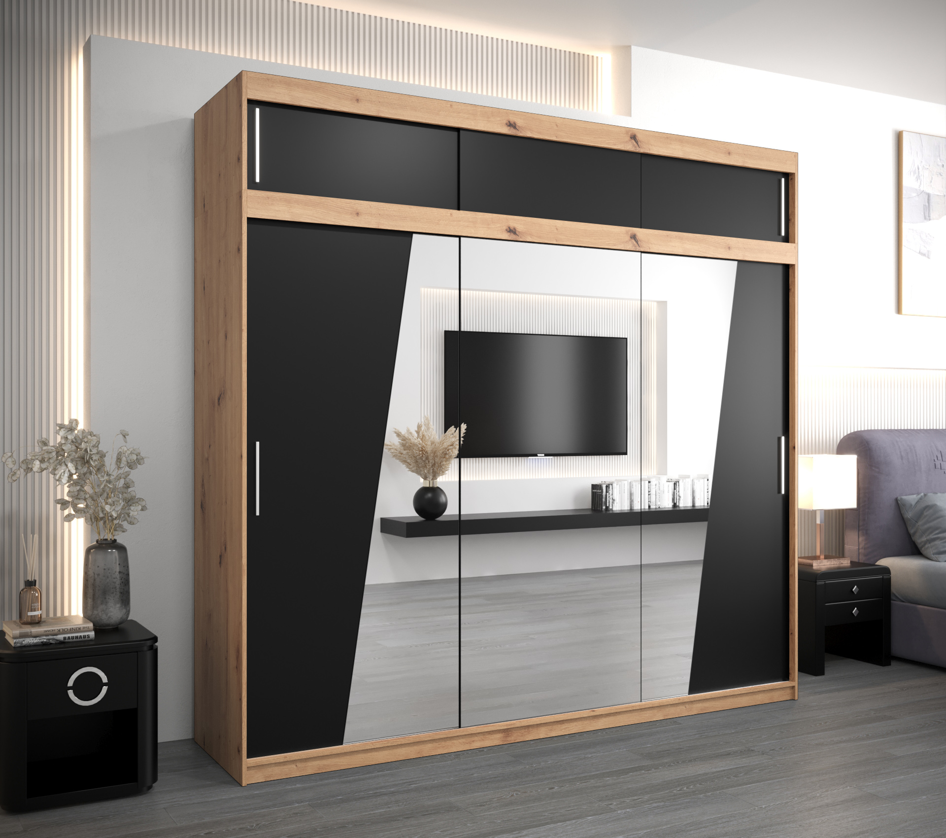 Šatní skříň Abi R0 s nástavcem Barva korpusu: Dub - Artisan