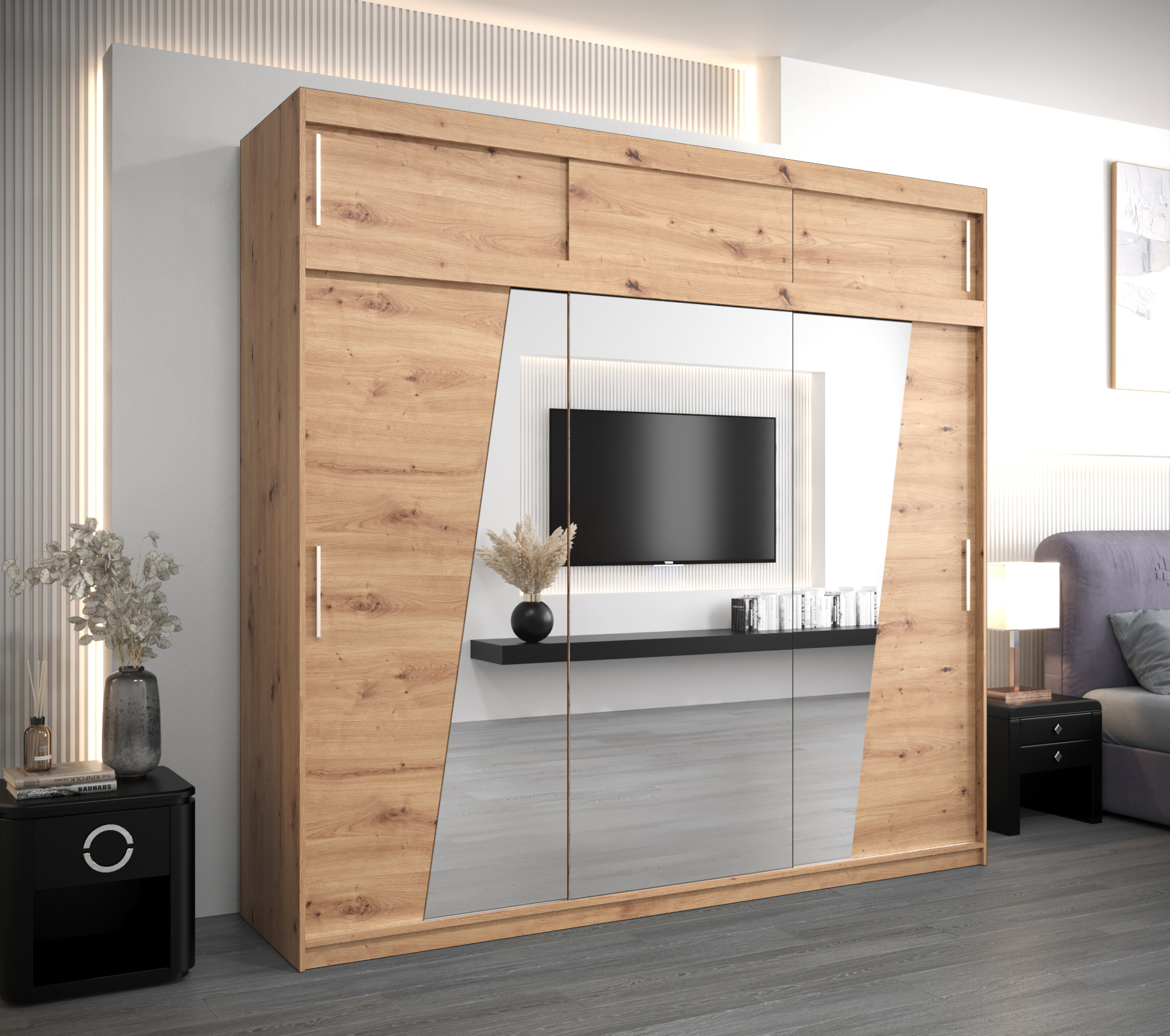 Šatní skříň Abi R0 s nástavcem Barva korpusu: Dub - Artisan