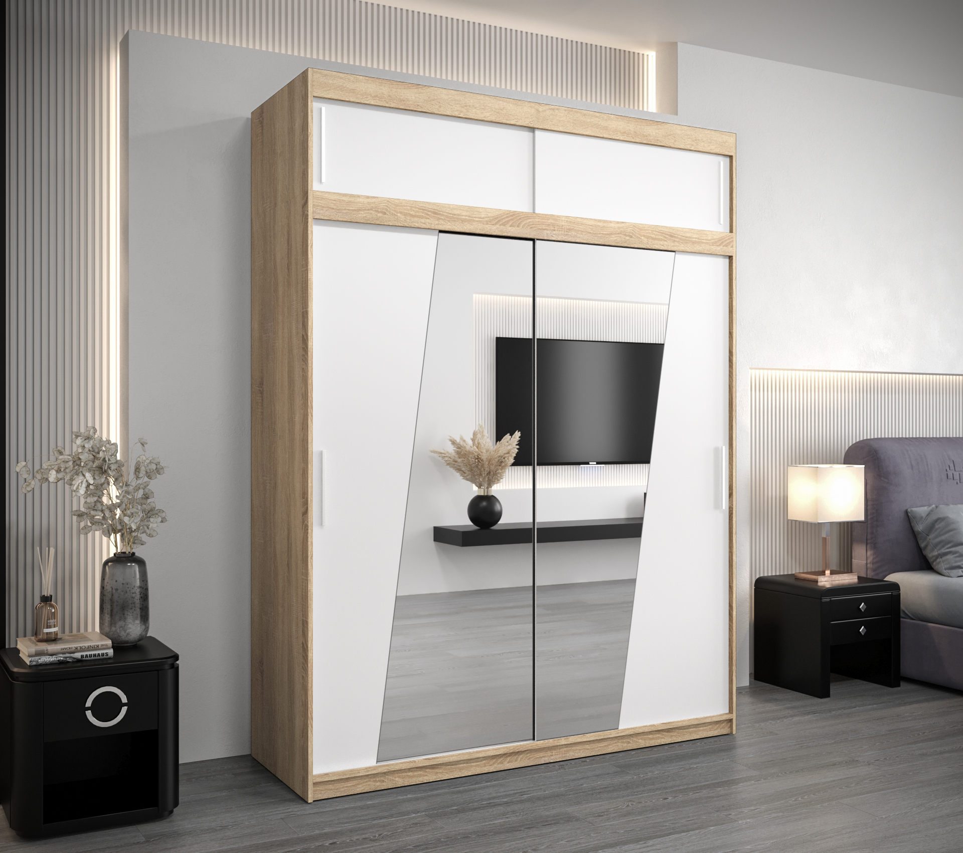 Šatní skříň Abi R0 s nástavcem Barva korpusu: Dub - sonoma