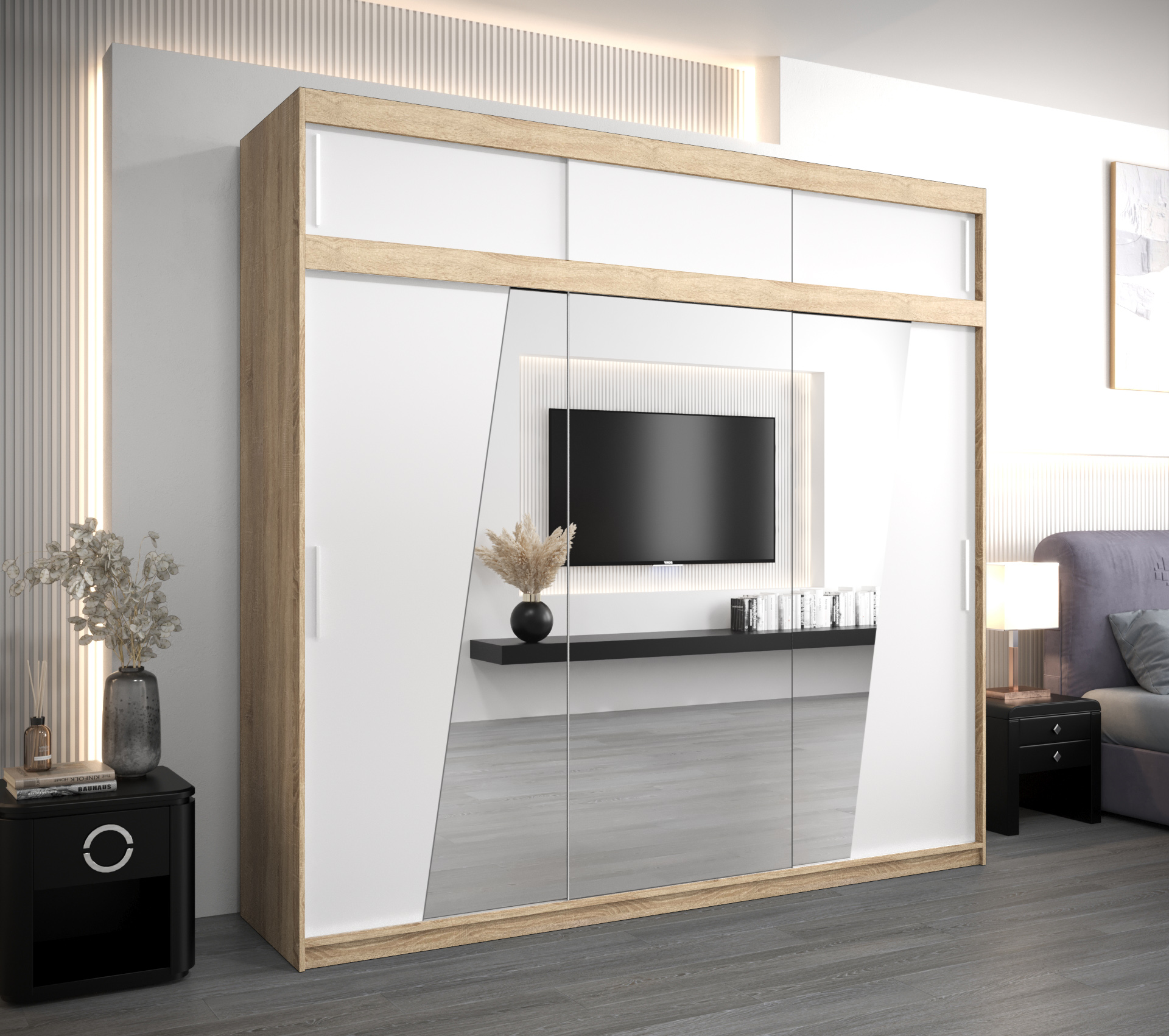 Šatní skříň Abi R0 s nástavcem Barva korpusu: Dub - sonoma