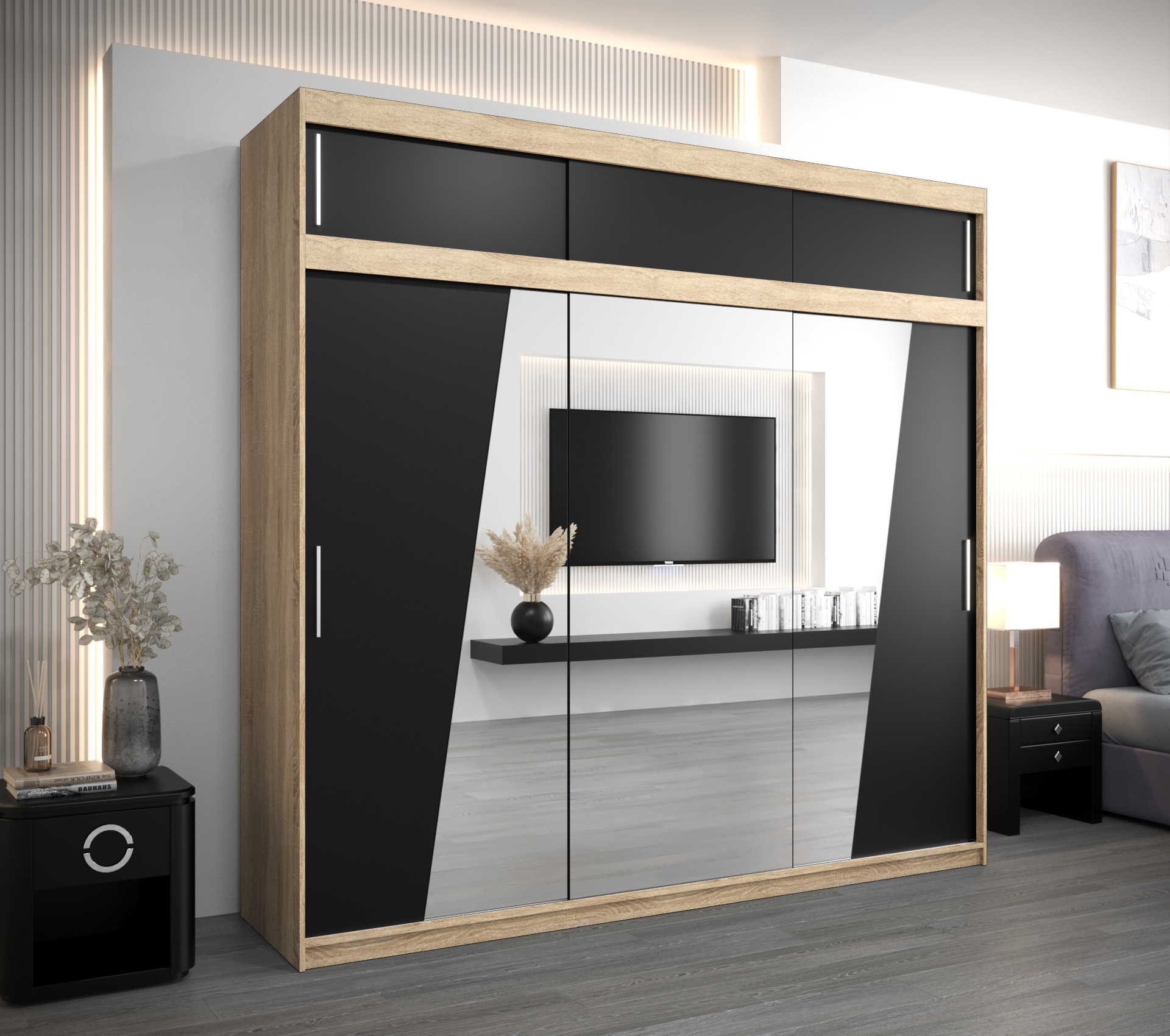 Šatní skříň Abi R0 s nástavcem Barva korpusu: Dub - sonoma