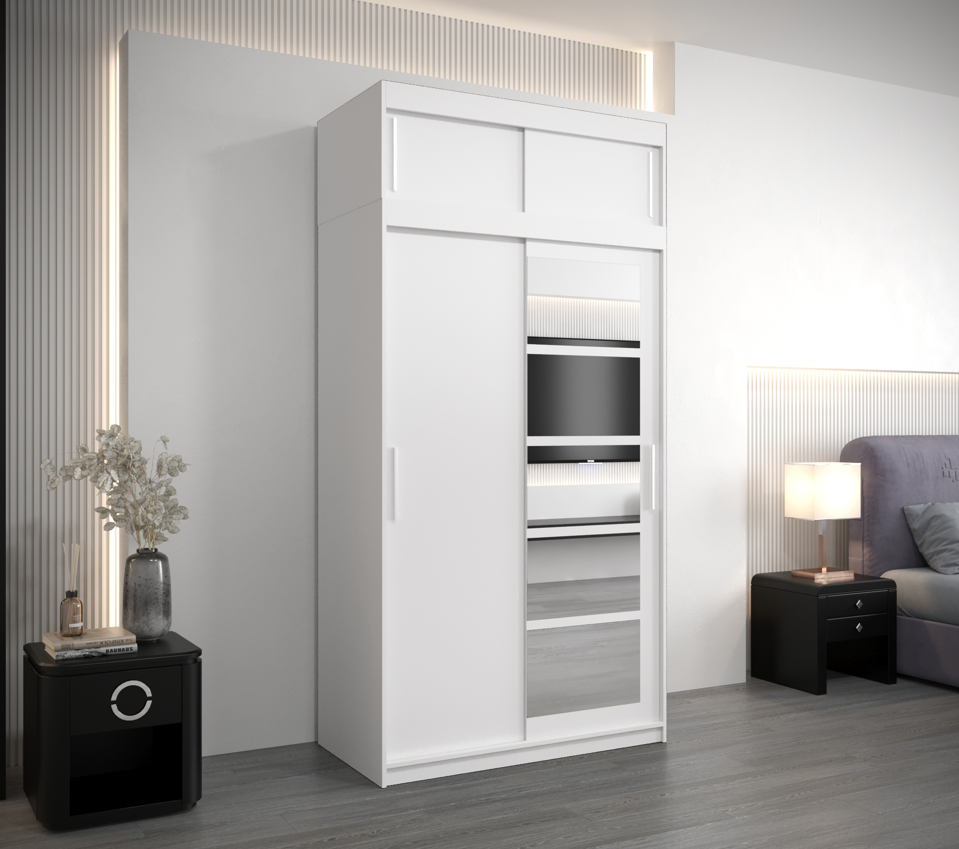 Šatní skříň Abi Roma 1 s nástavcem Barva korpusu: Bílá