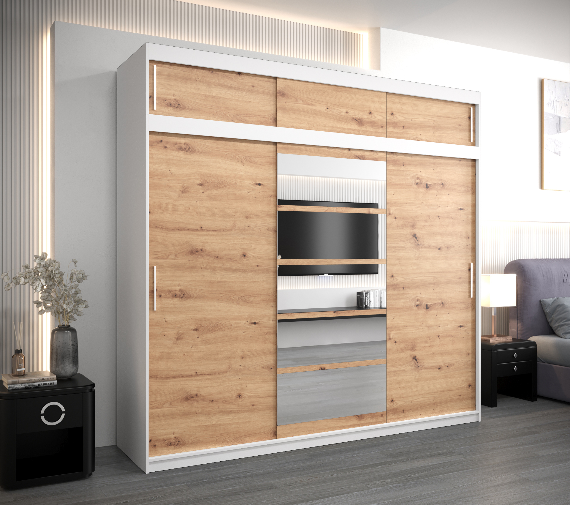 Šatní skříň Abi Roma 1 s nástavcem Barva korpusu: Bílá