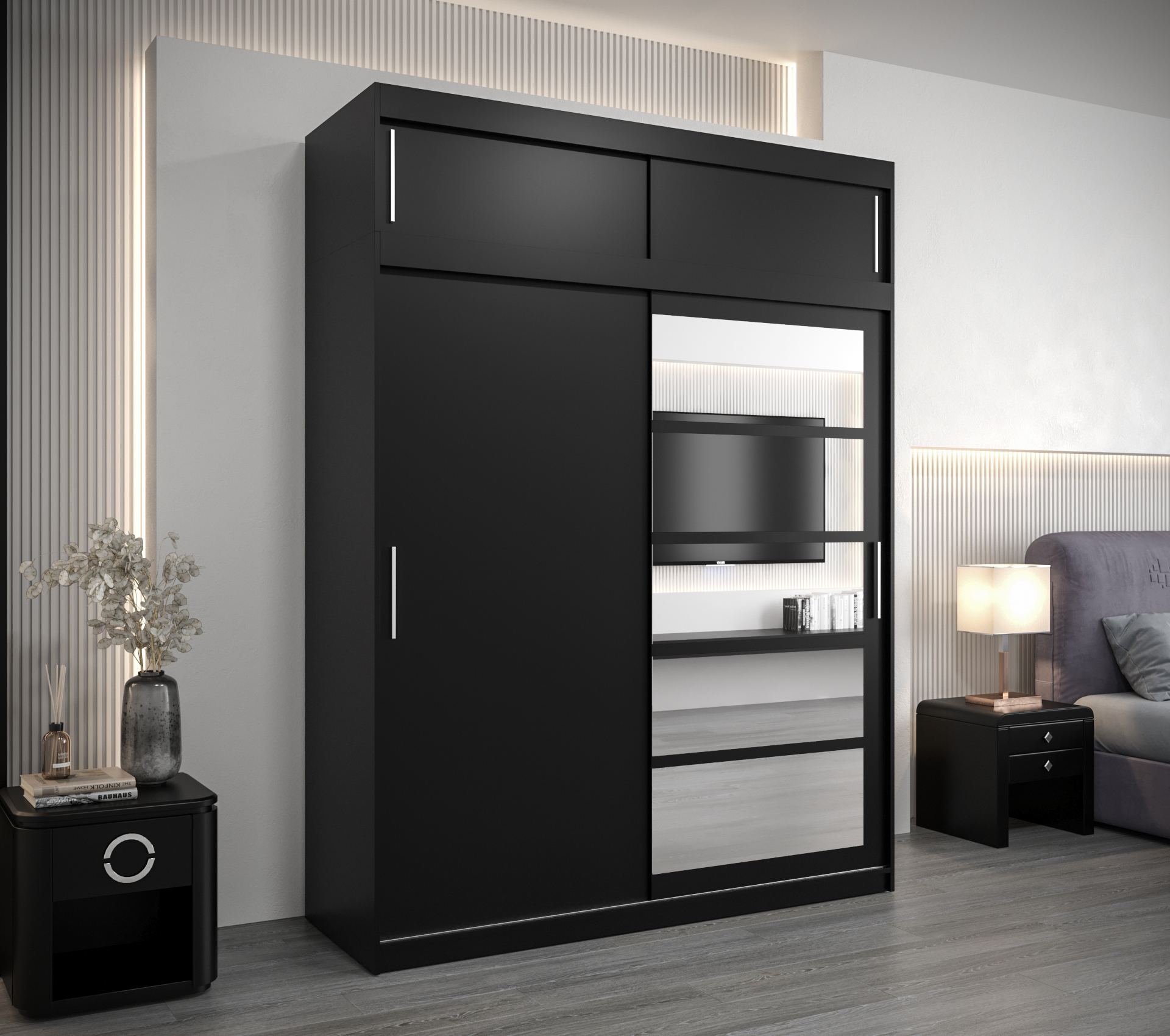 Šatní skříň Abi Roma 1 s nástavcem Barva korpusu: Černá