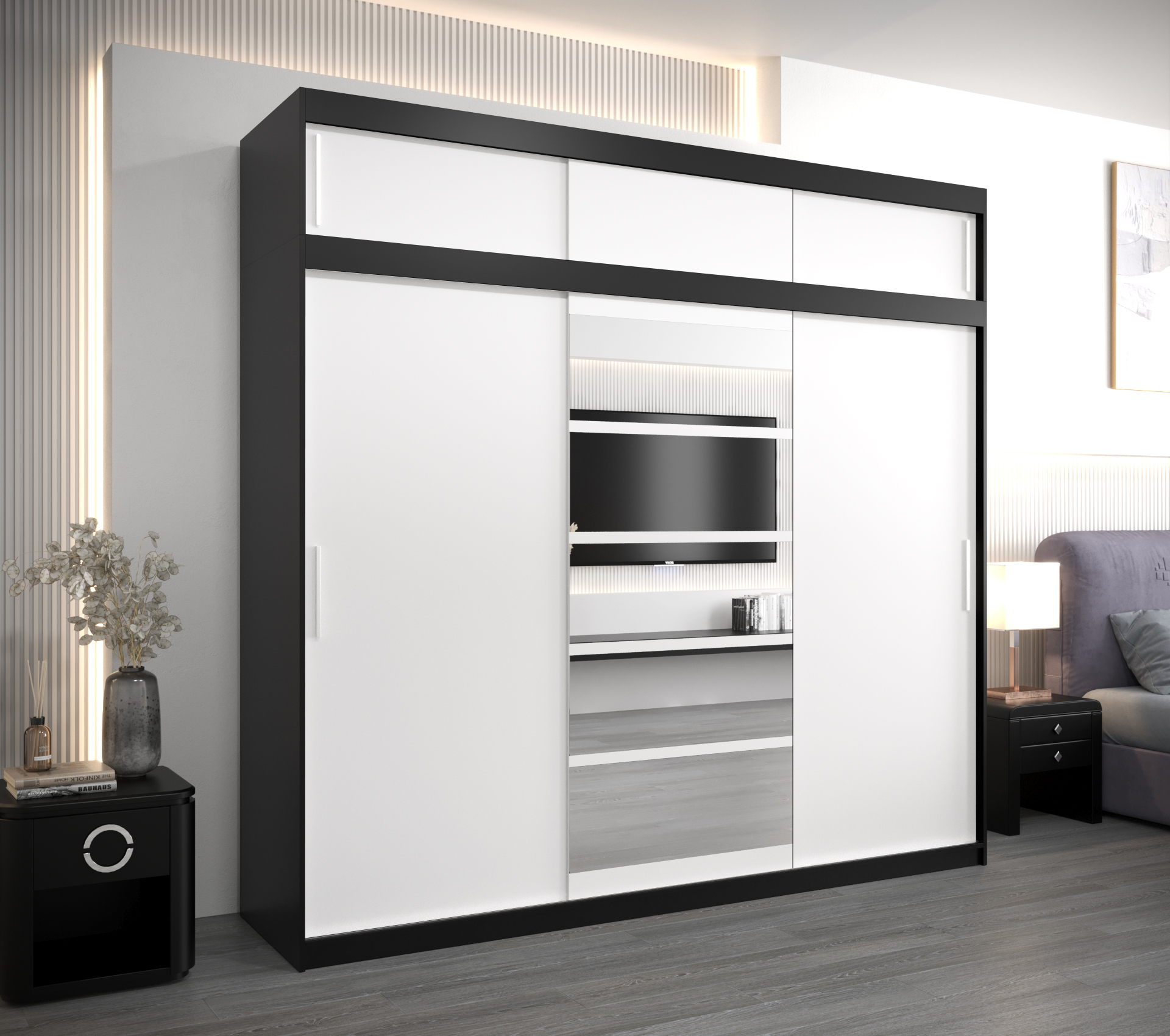 Šatní skříň Abi Roma 1 s nástavcem Barva korpusu: Černá