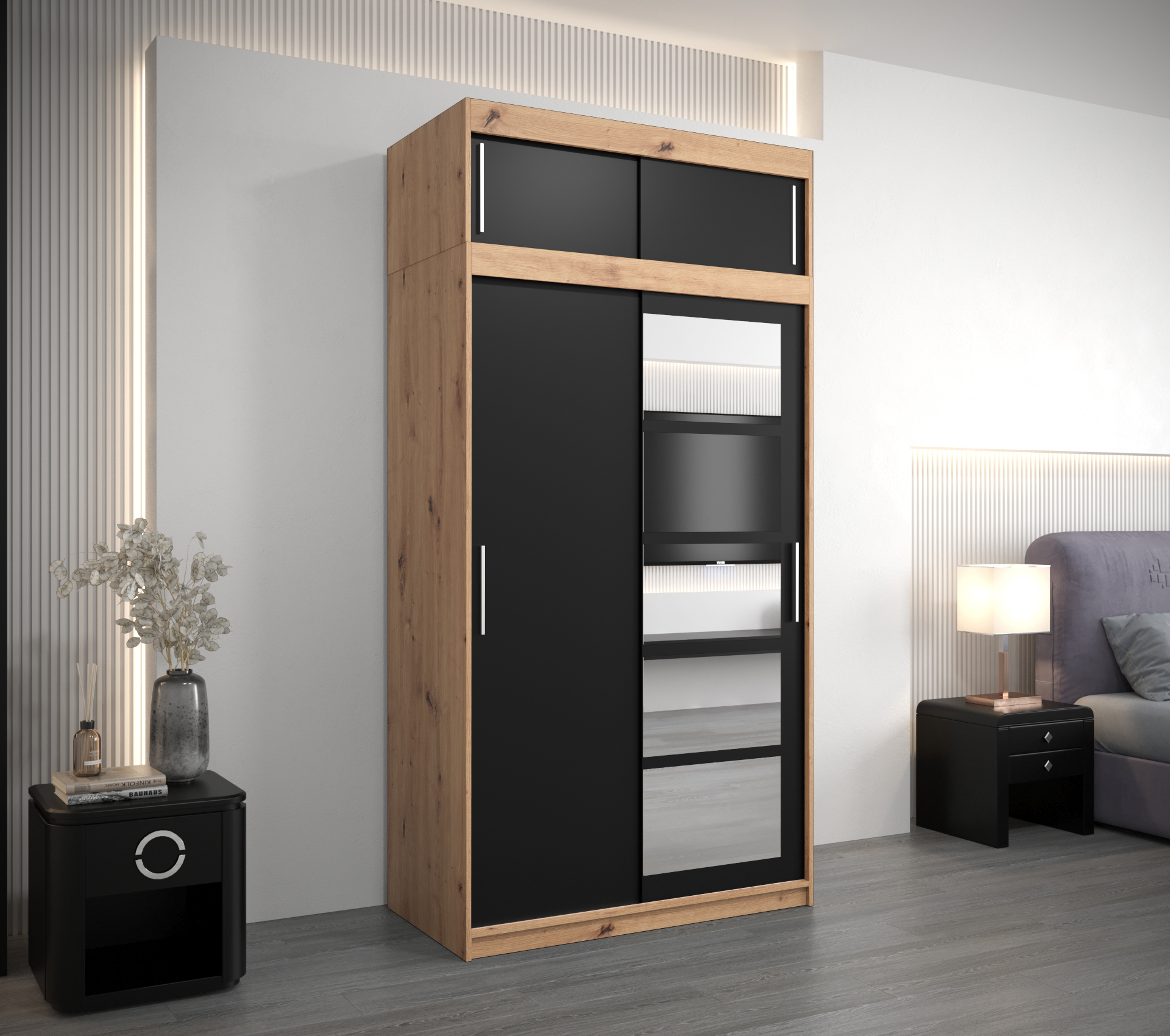 Šatní skříň Abi Roma 1 s nástavcem Barva korpusu: Dub - Artisan