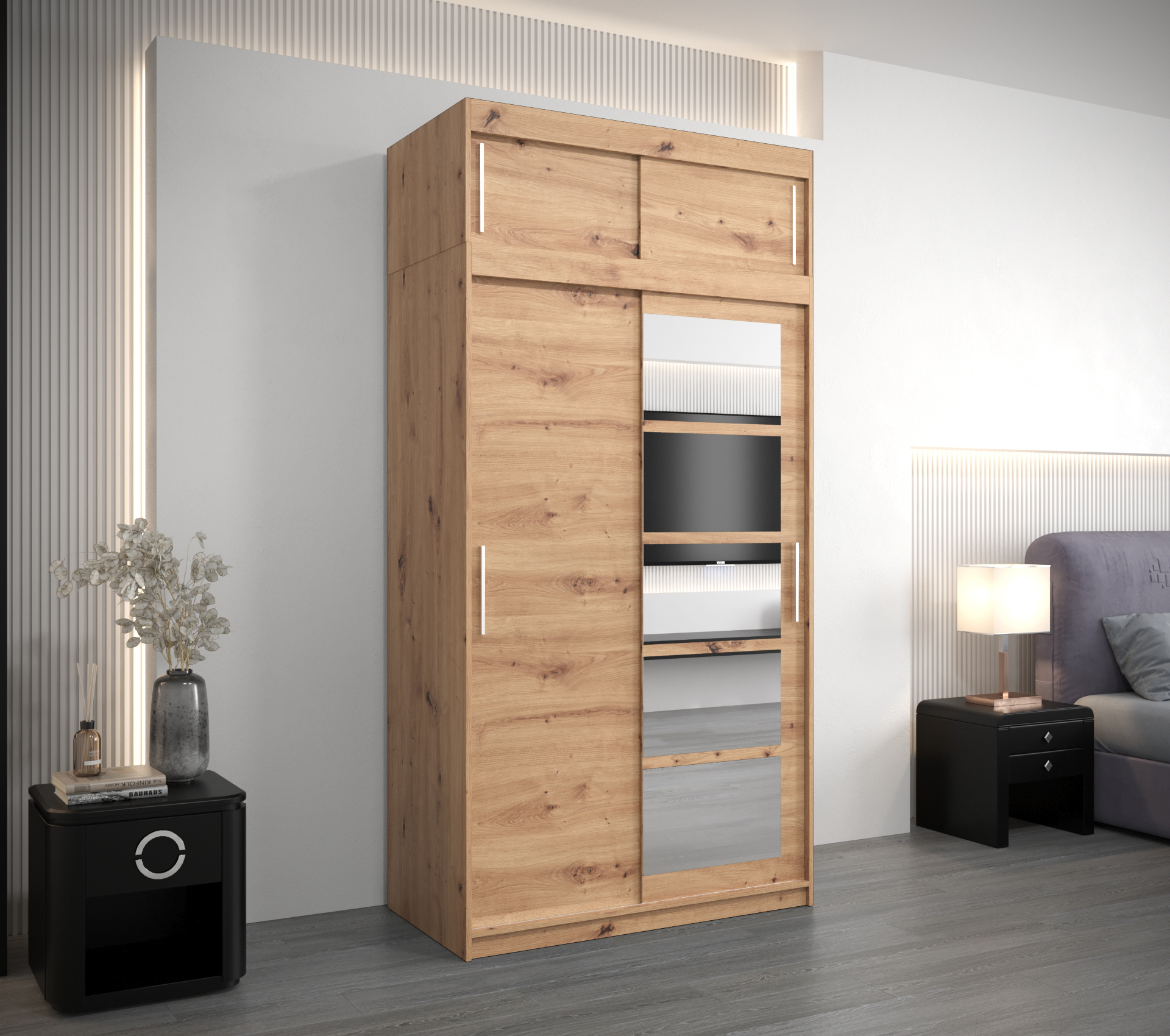 Šatní skříň Abi Roma 1 s nástavcem Barva korpusu: Dub - Artisan