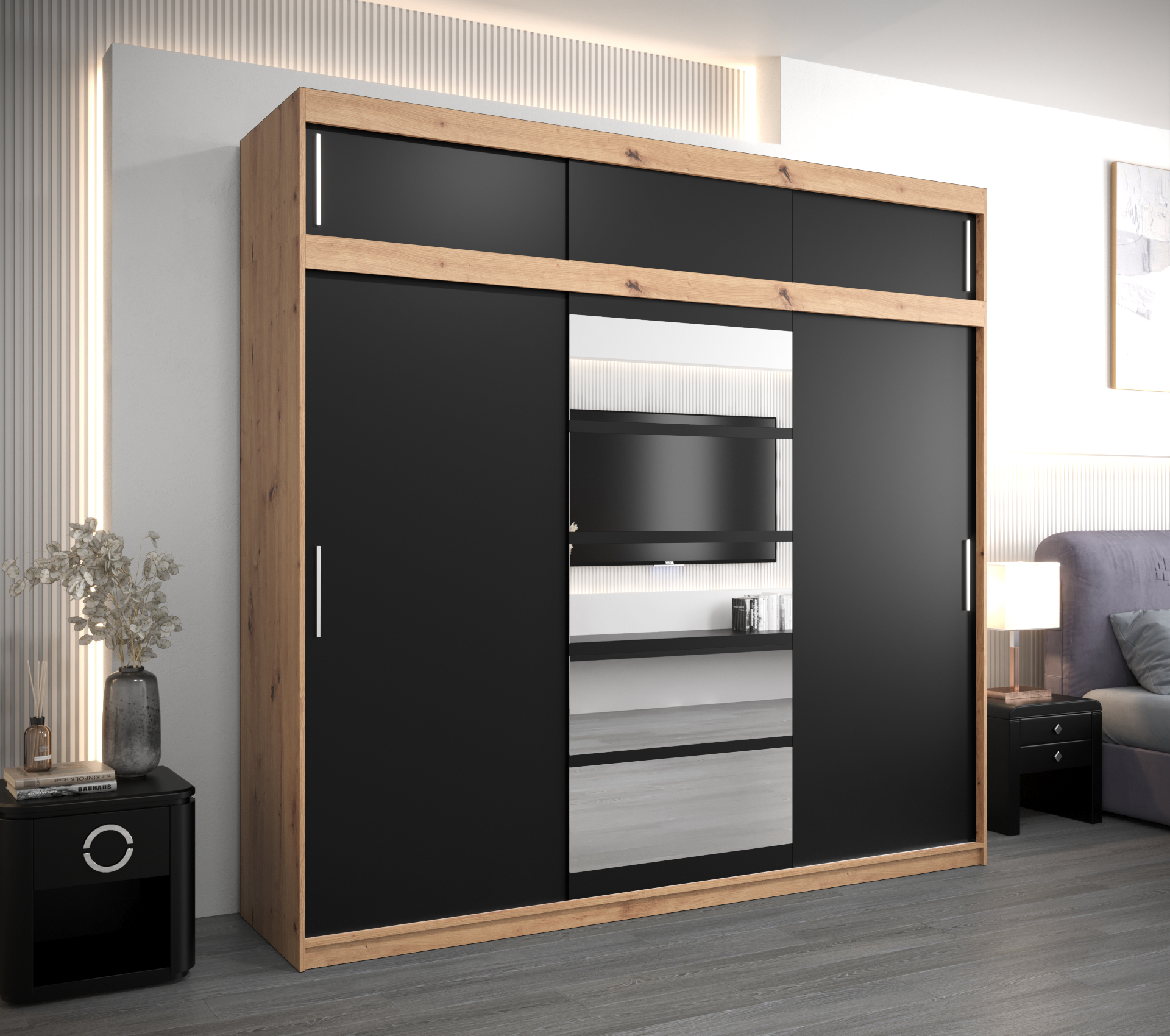 Šatní skříň Abi Roma 1 s nástavcem Barva korpusu: Dub - Artisan