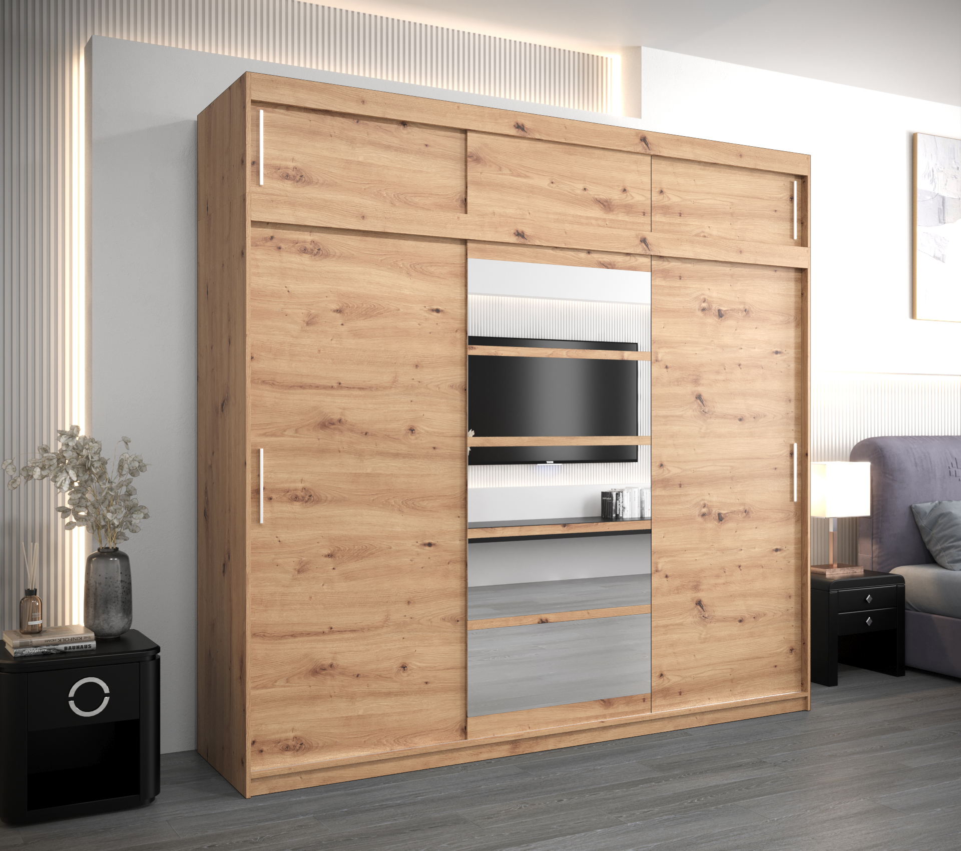 Šatní skříň Abi Roma 1 s nástavcem Barva korpusu: Dub - Artisan