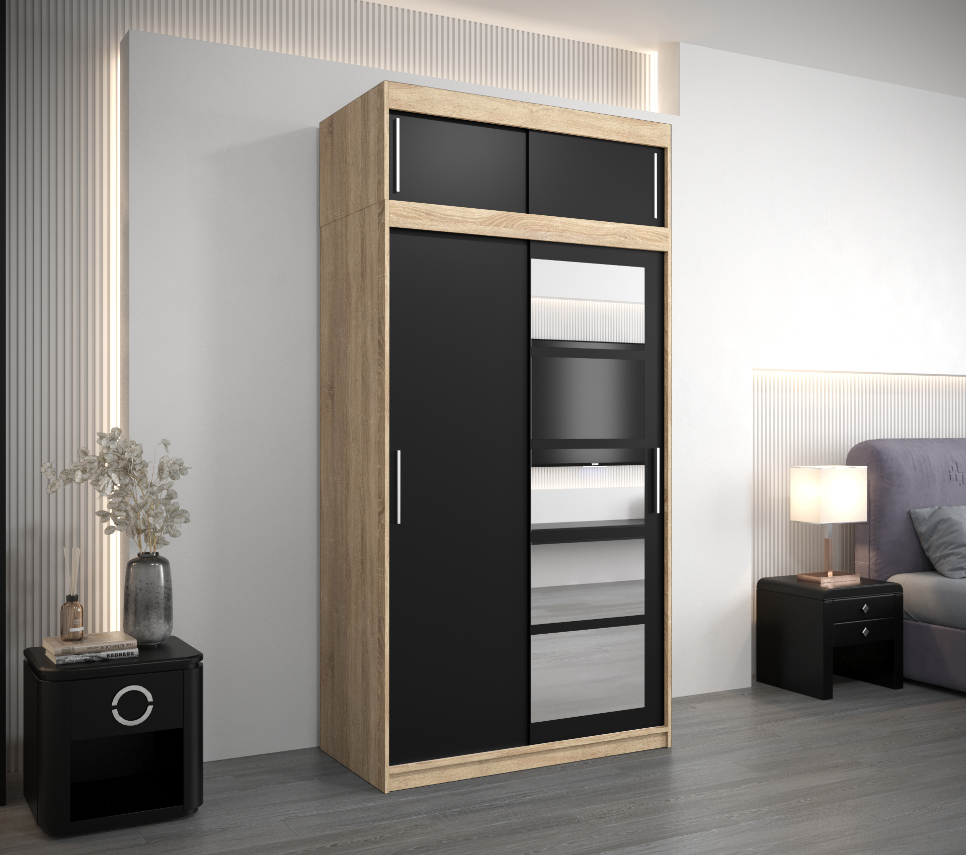 Šatní skříň Abi Roma 1 s nástavcem Barva korpusu: Dub - sonoma