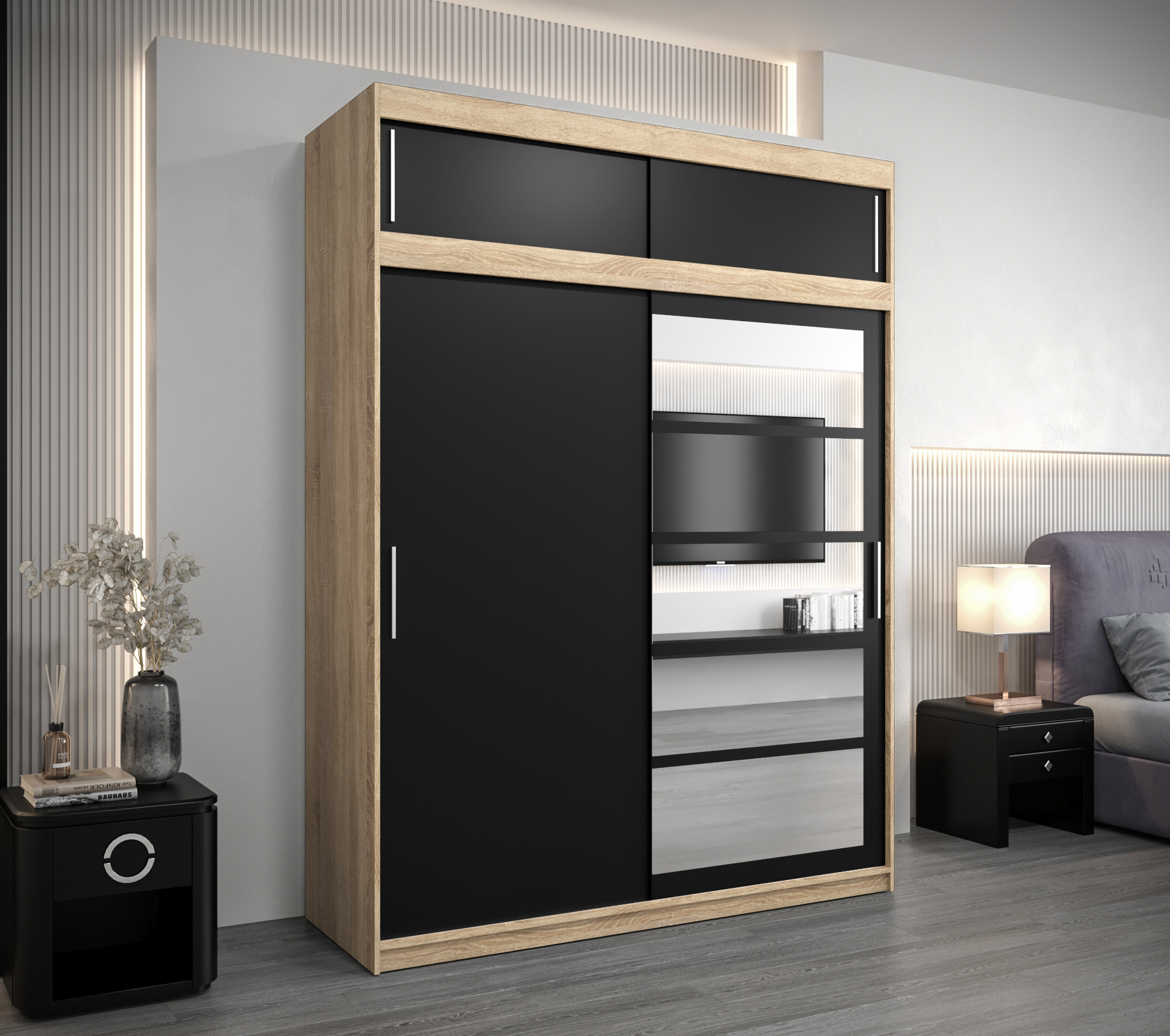 Šatní skříň Abi Roma 1 s nástavcem Barva korpusu: Dub - sonoma