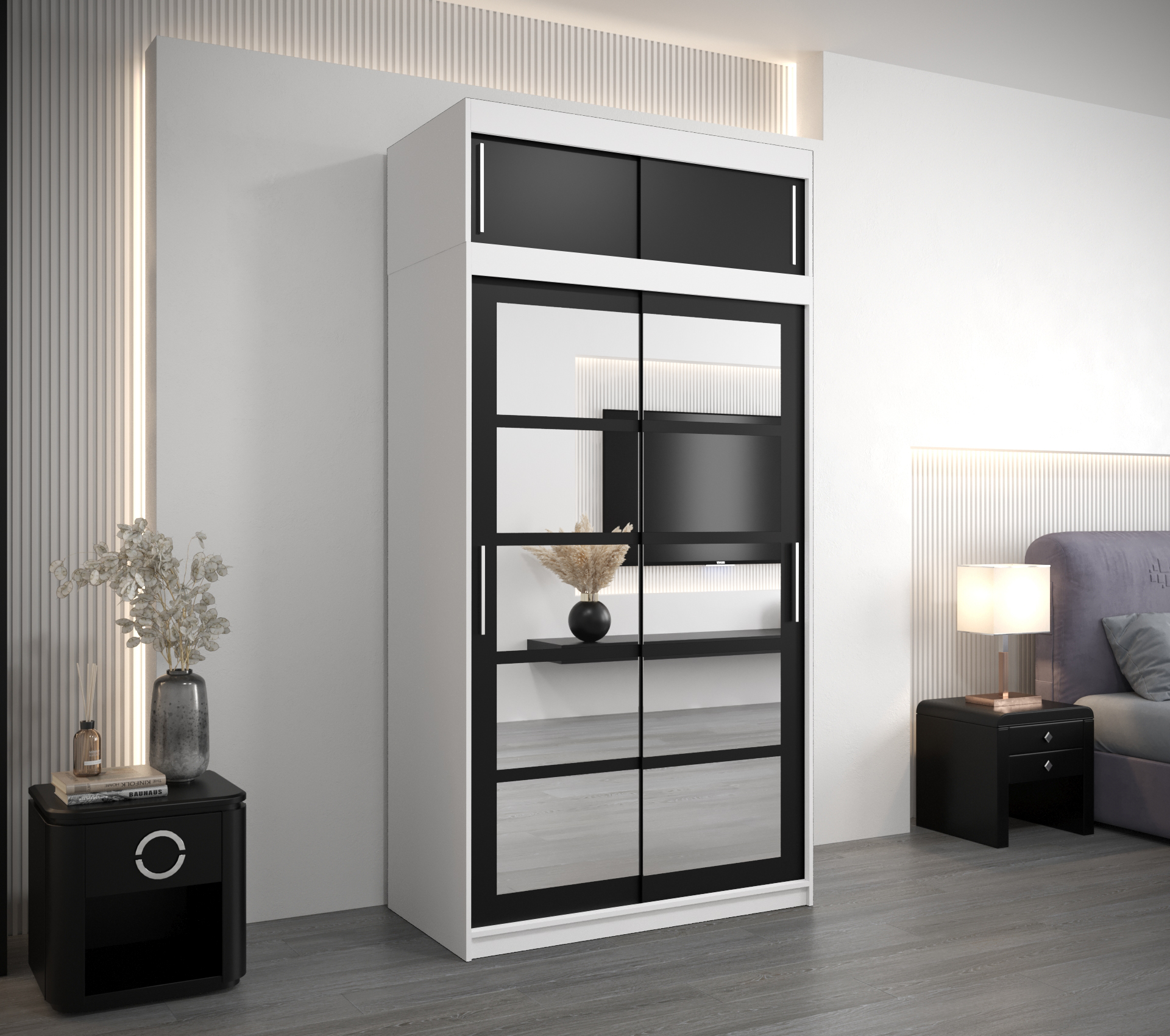 Šatní skříň Abi Roma 2 s nástavcem Barva korpusu: Bílá