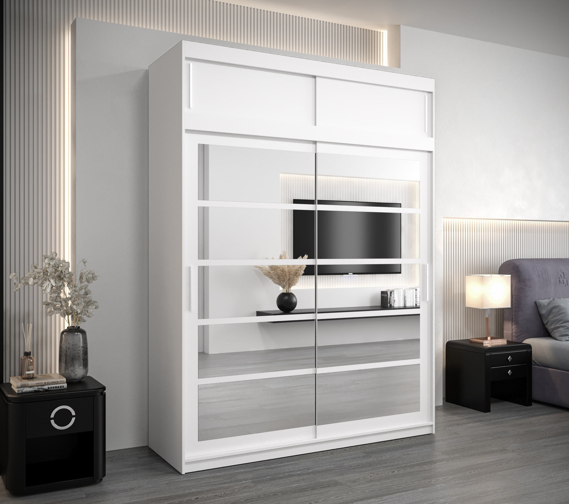 Šatní skříň Abi Roma 2 s nástavcem Barva korpusu: Bílá