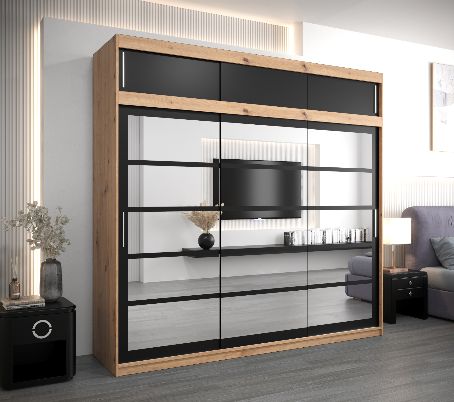 Šatní skříň Abi Roma 2 s nástavcem Barva korpusu: Dub - Artisan