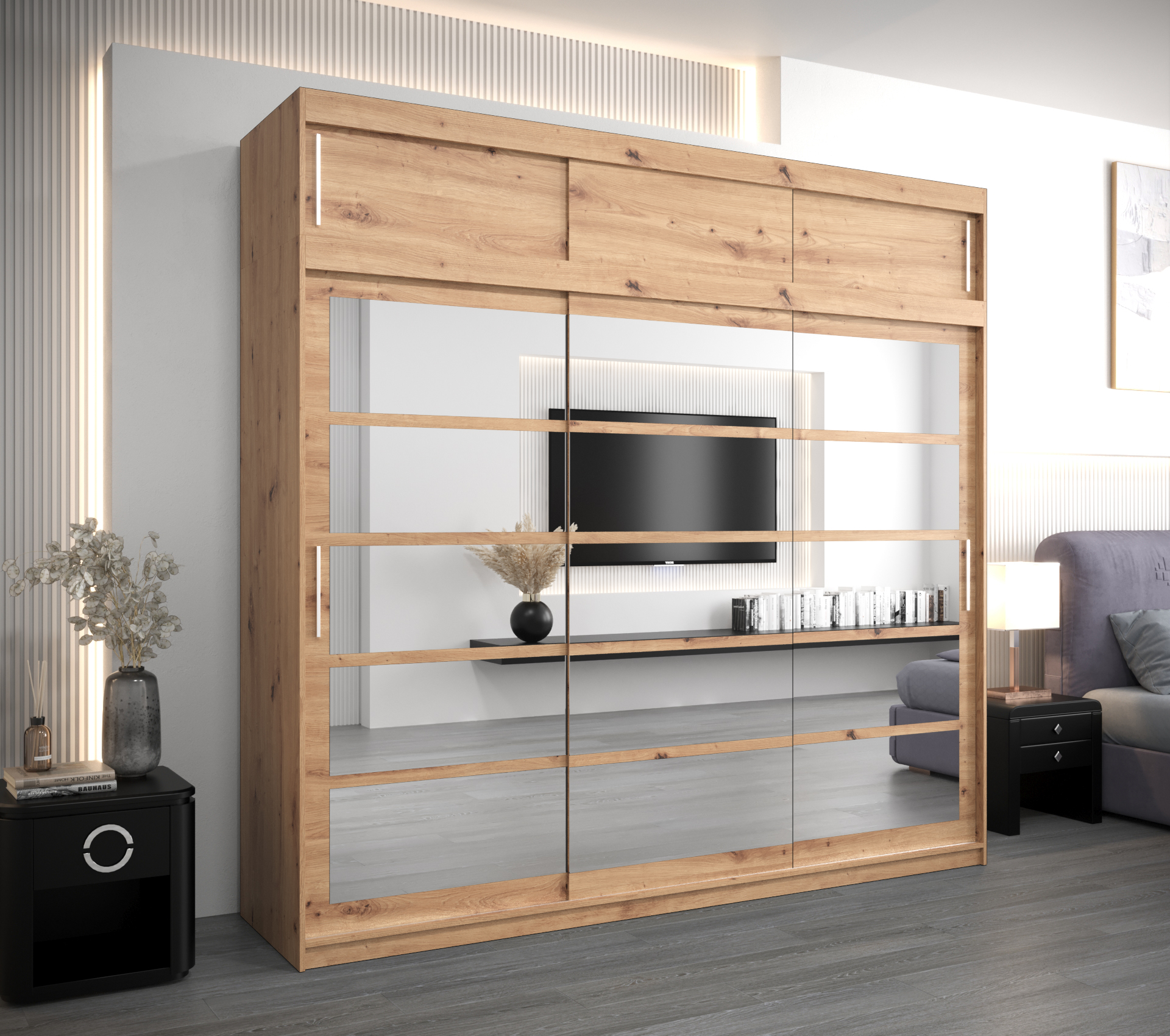 Šatní skříň Abi Roma 2 s nástavcem Barva korpusu: Dub - Artisan