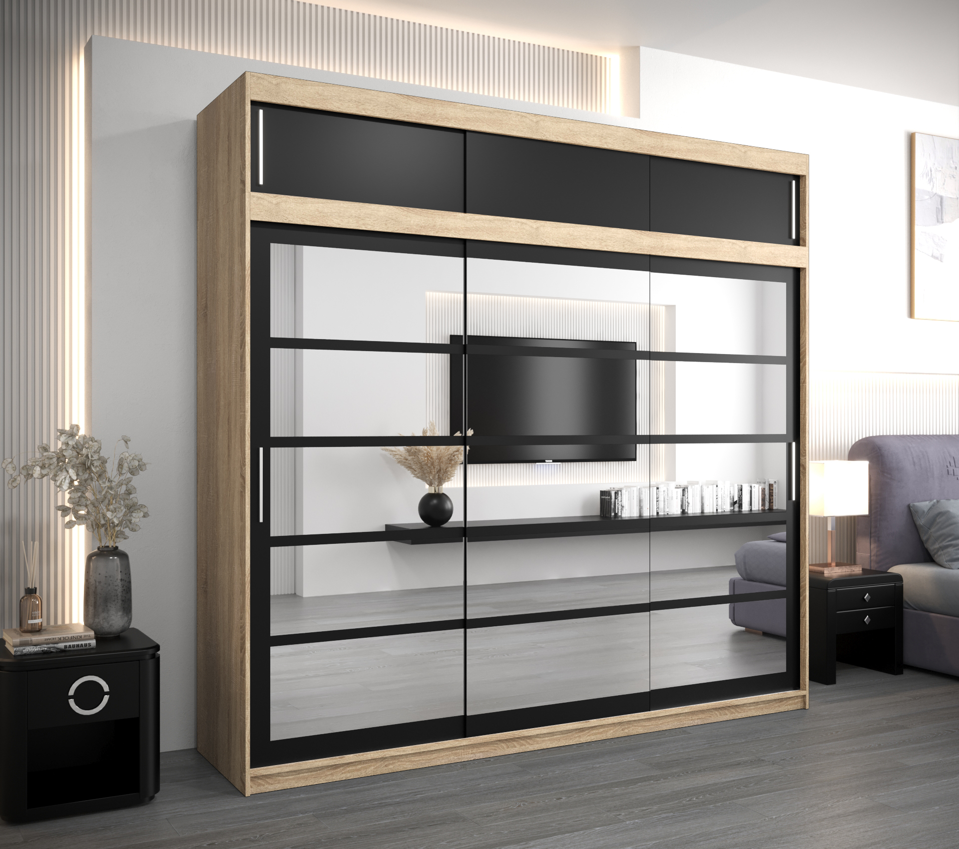 Šatní skříň Abi Roma 2 s nástavcem Barva korpusu: Dub - sonoma