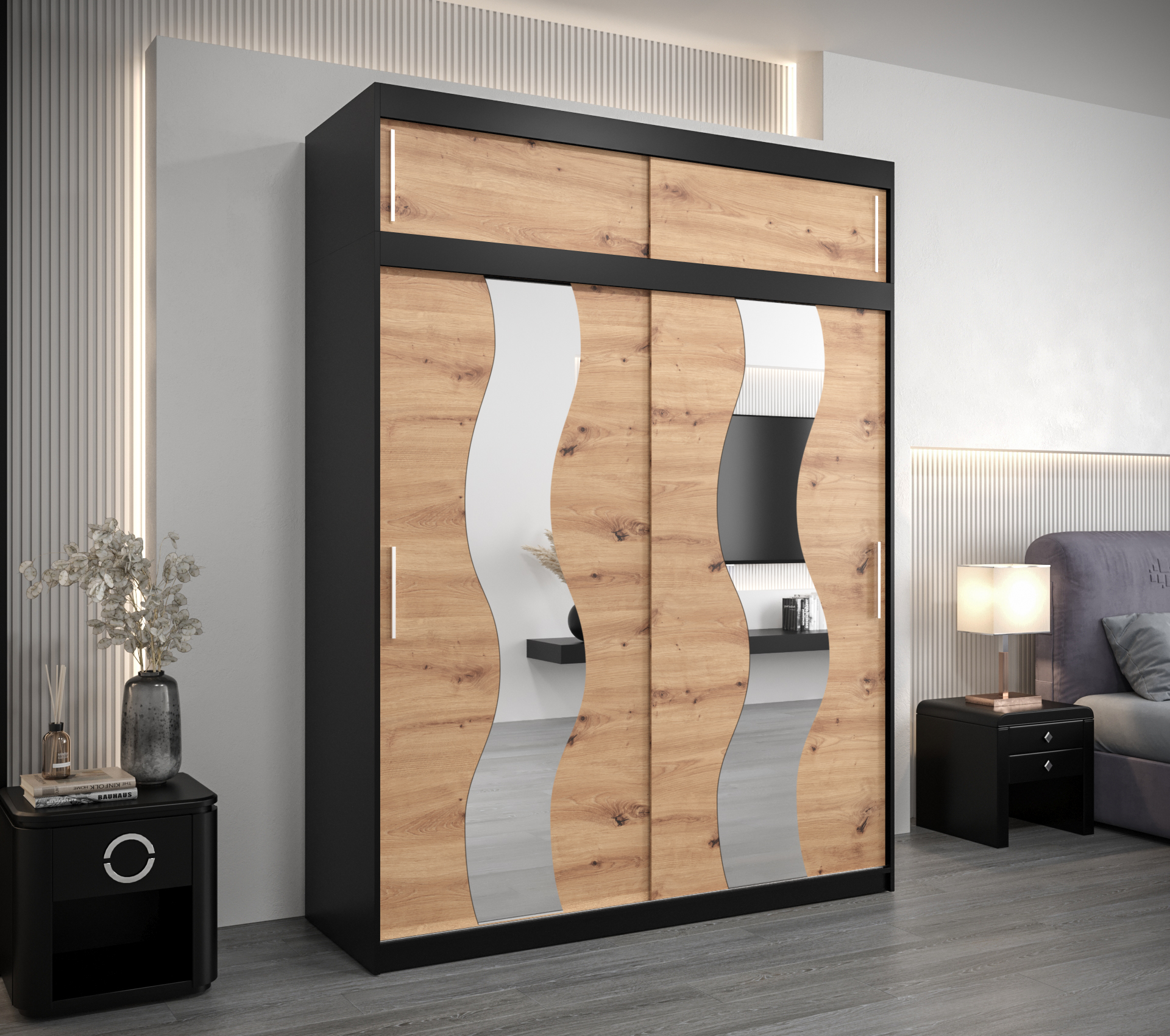 Šatní skříň Abi Se s nástavcem Barva korpusu: Černá