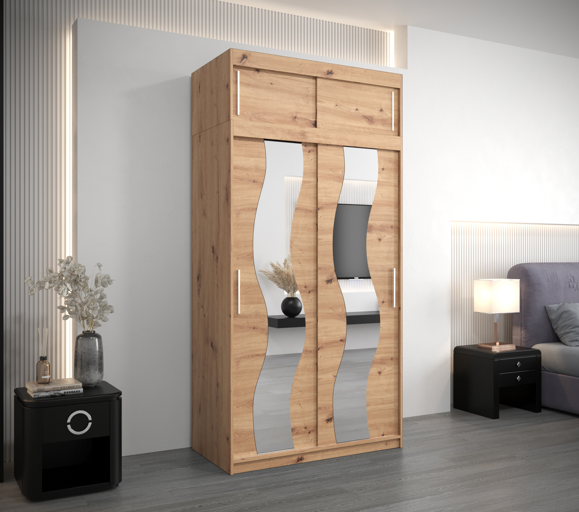 Šatní skříň Abi Se s nástavcem Barva korpusu: Dub - Artisan