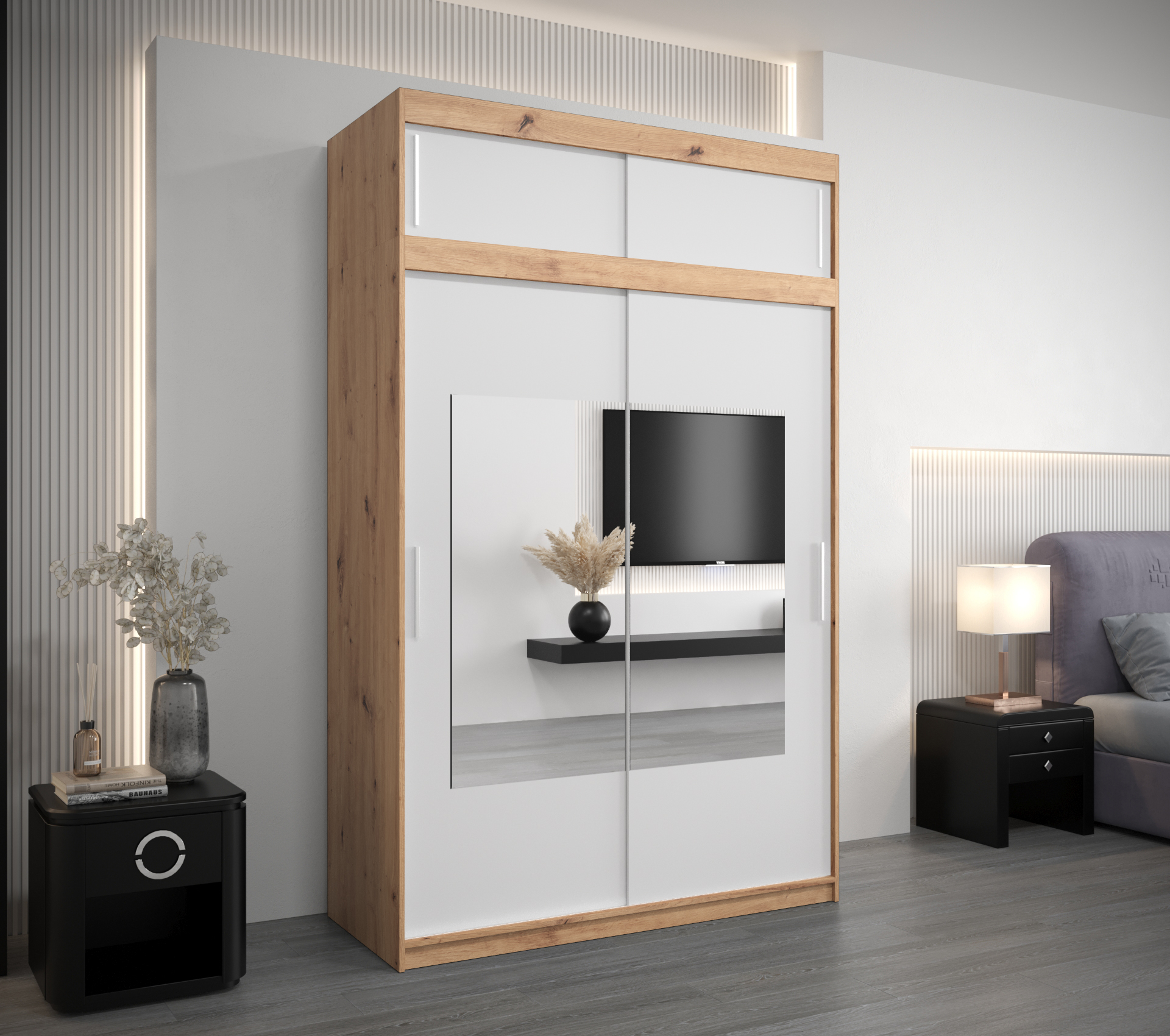 Šatní skříň Abi Torino s nástavcem Barva korpusu: Dub - Artisan