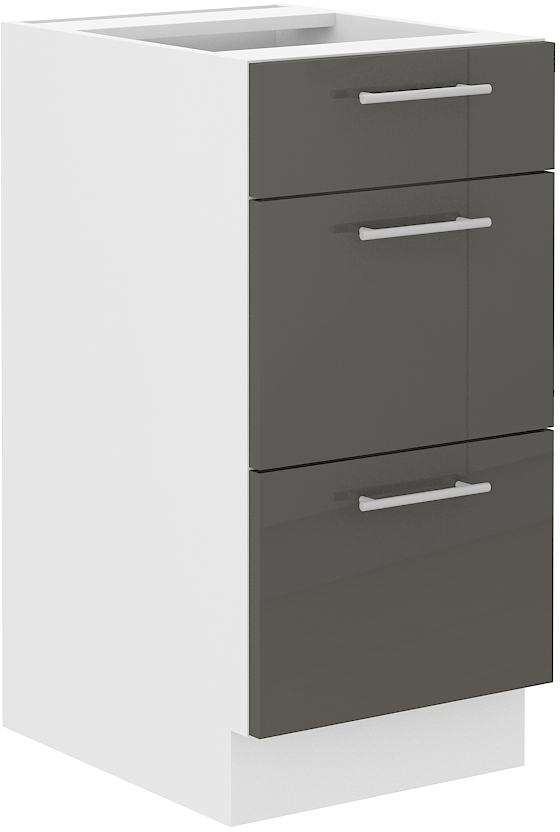 Spodní skříňka Lara 40 D 3S BB Barva korpusu: Bílá + Šedý lesk