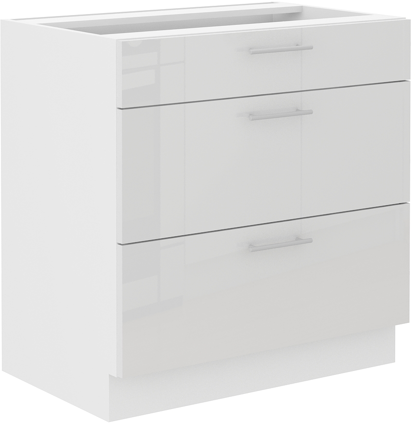 Spodní skříňka Lara 80 D 3S BB Barva korpusu: Bílá + Bílý lesk