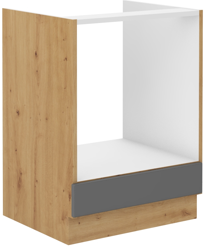 Spodní skříňka pro vestavnou troubu Stilo 60 D GAZ BB Barva korpusu: Dust Grey + Dub artisan