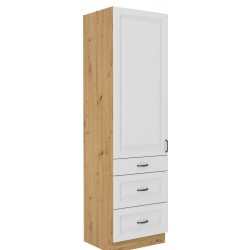 Vysoká potravinová skříňka Stilo 60 DKS-210 3S 1F Barva korpusu: Bílá + Dub artisan
