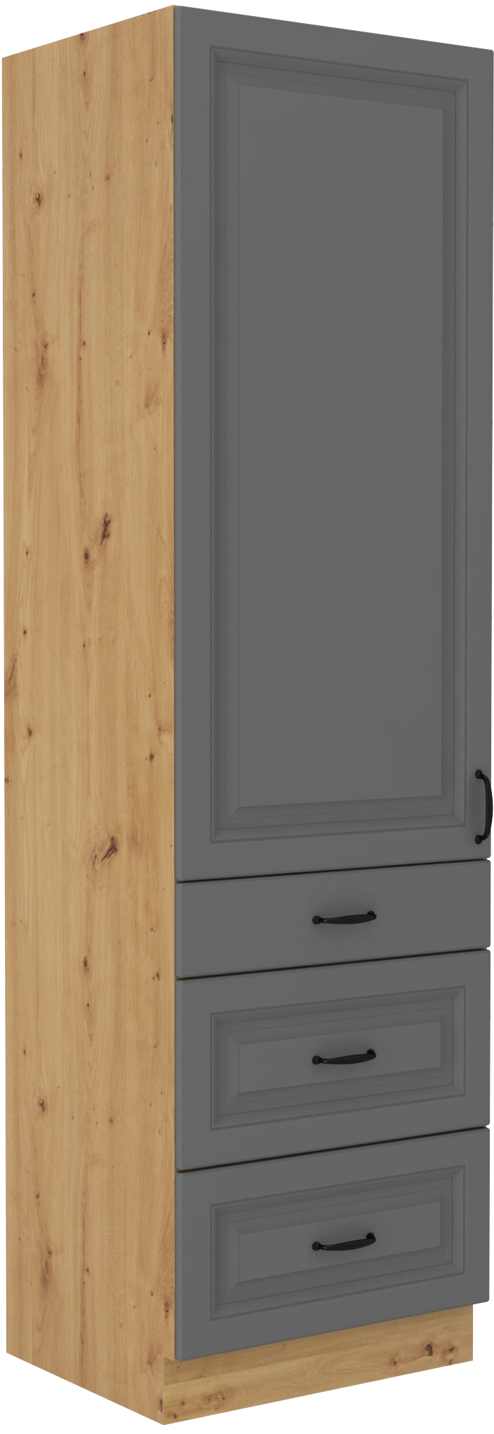 Vysoká potravinová skříňka Stilo 60 DKS-210 3S 1F Barva korpusu: Dust Grey + Dub artisan