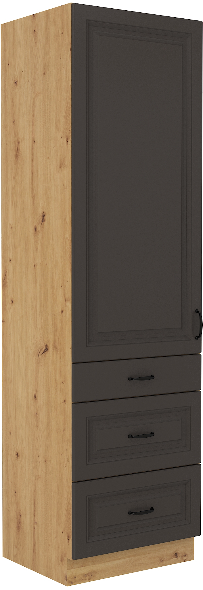 Vysoká potravinová skříňka Stilo 60 DKS-210 3S 1F Barva korpusu: Grafit + Dub artisan