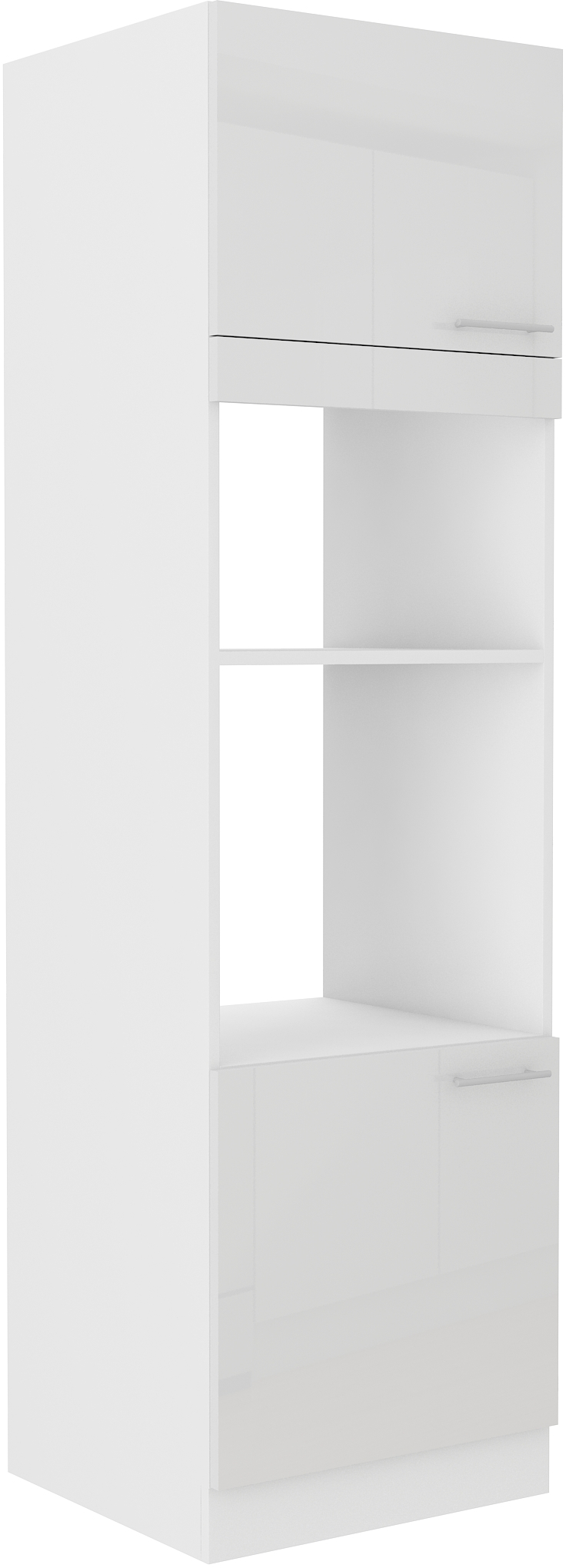 Vysoká skříňka pro vestavnou a mikrovlnou troubu Lara 60 DPM-210 2F Barva korpusu: Bílá + Bílý lesk