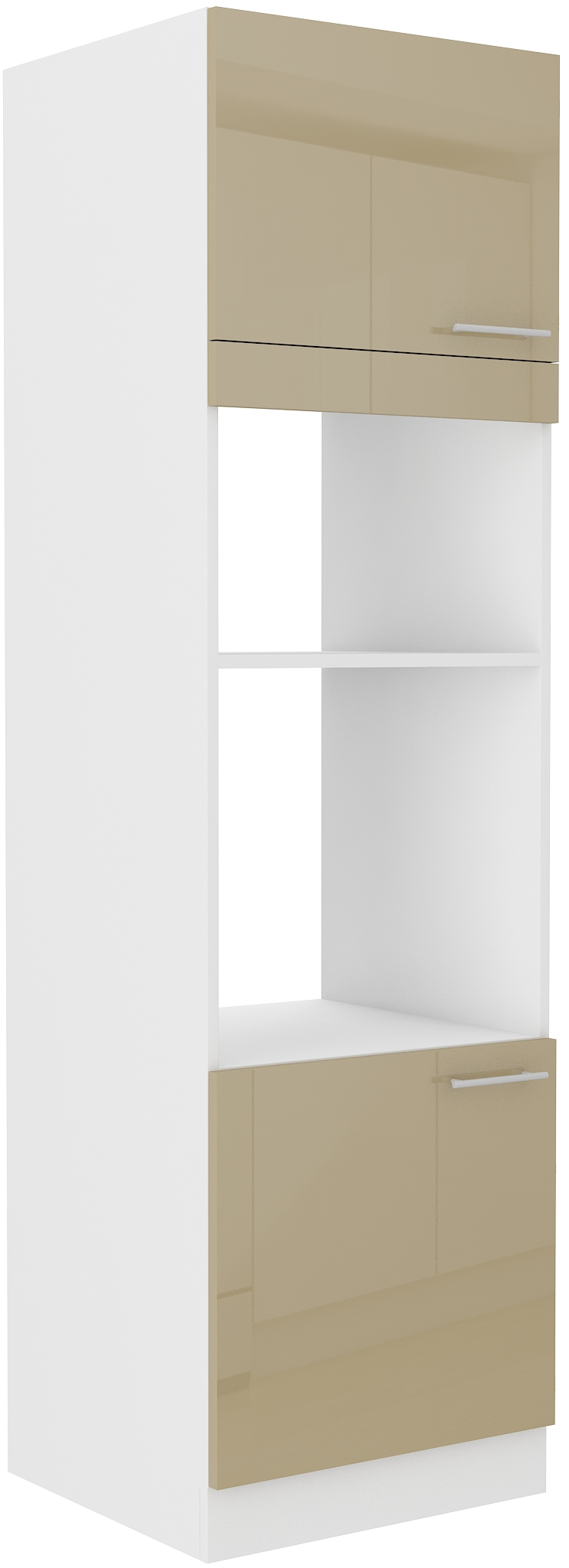 Vysoká skříňka pro vestavnou a mikrovlnou troubu Lara 60 DPM-210 2F Barva korpusu: Bílá + Cappucino lesk