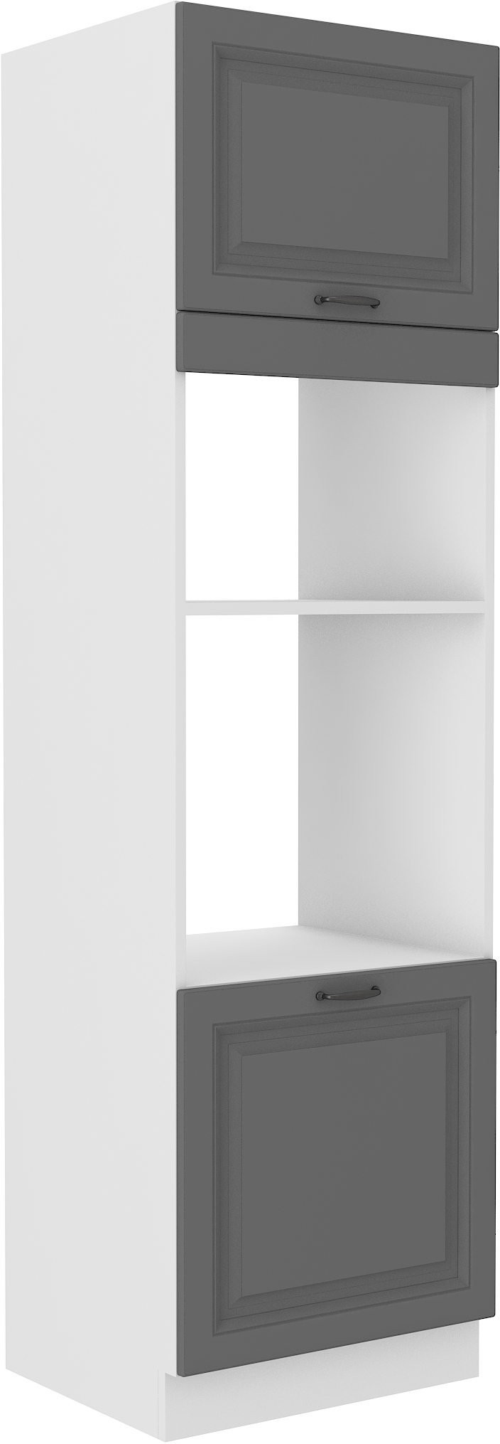 Vysoká skříňka pro vestavnou a mikrovlnou troubu Stilo 60 DPM-210 2F Barva korpusu: Dust Grey + Bílá