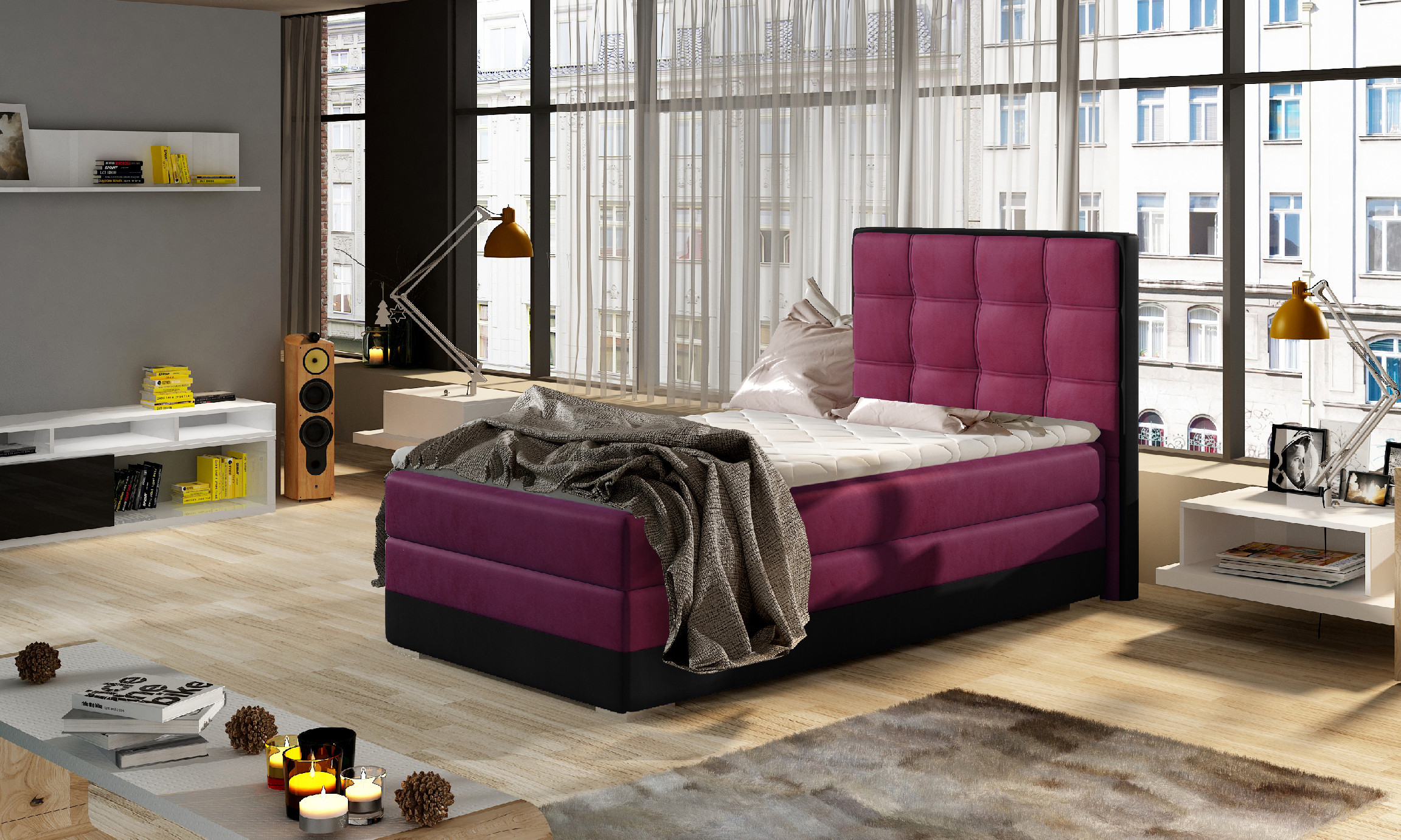 Postel Aster 90x200 cm látka: Mat Velvet 68 / Mat Velvet 99