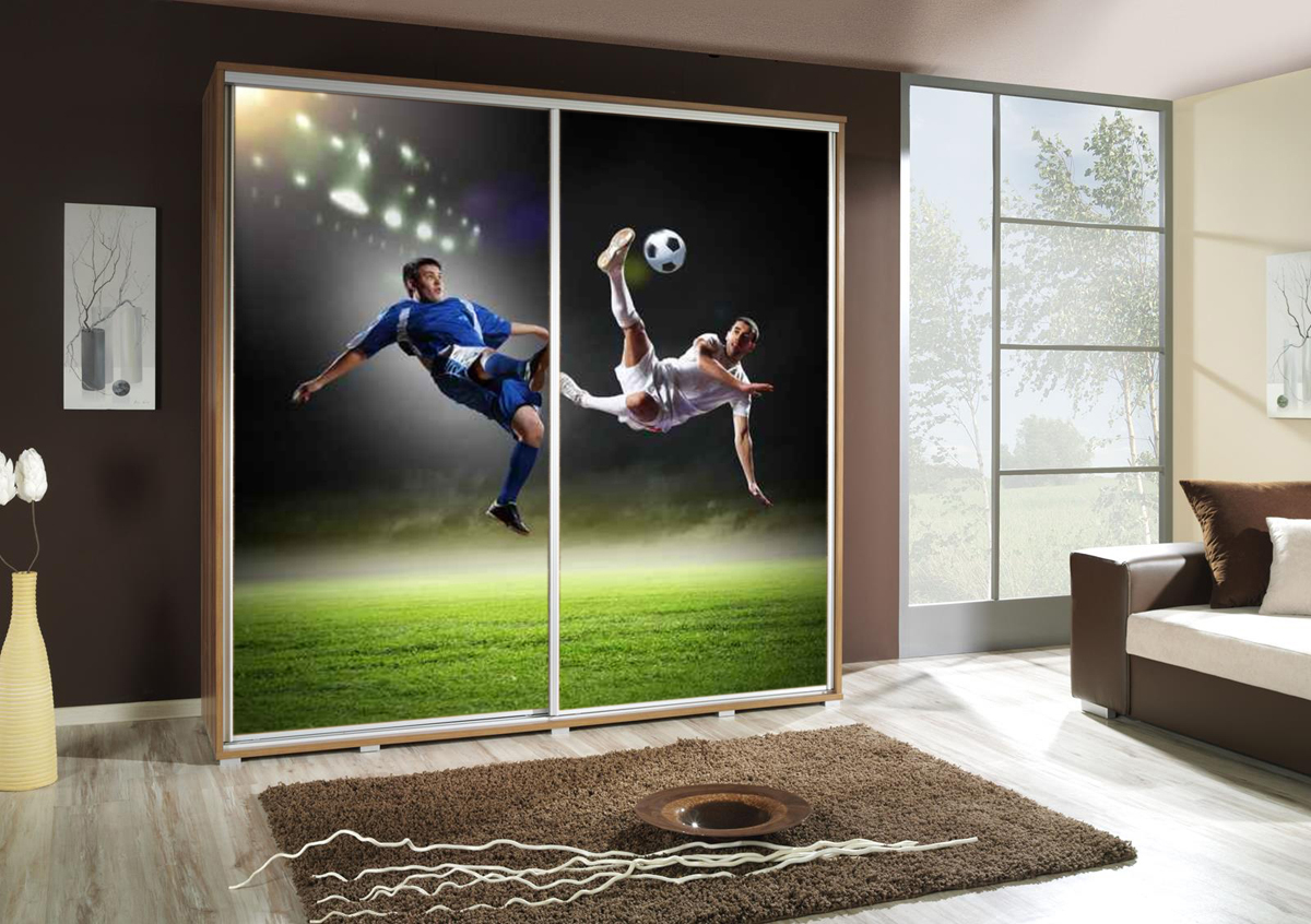 Šatní skříň Penelopa 2 Fotbalisté 2 Barva korpusu: Kaštan - wenge