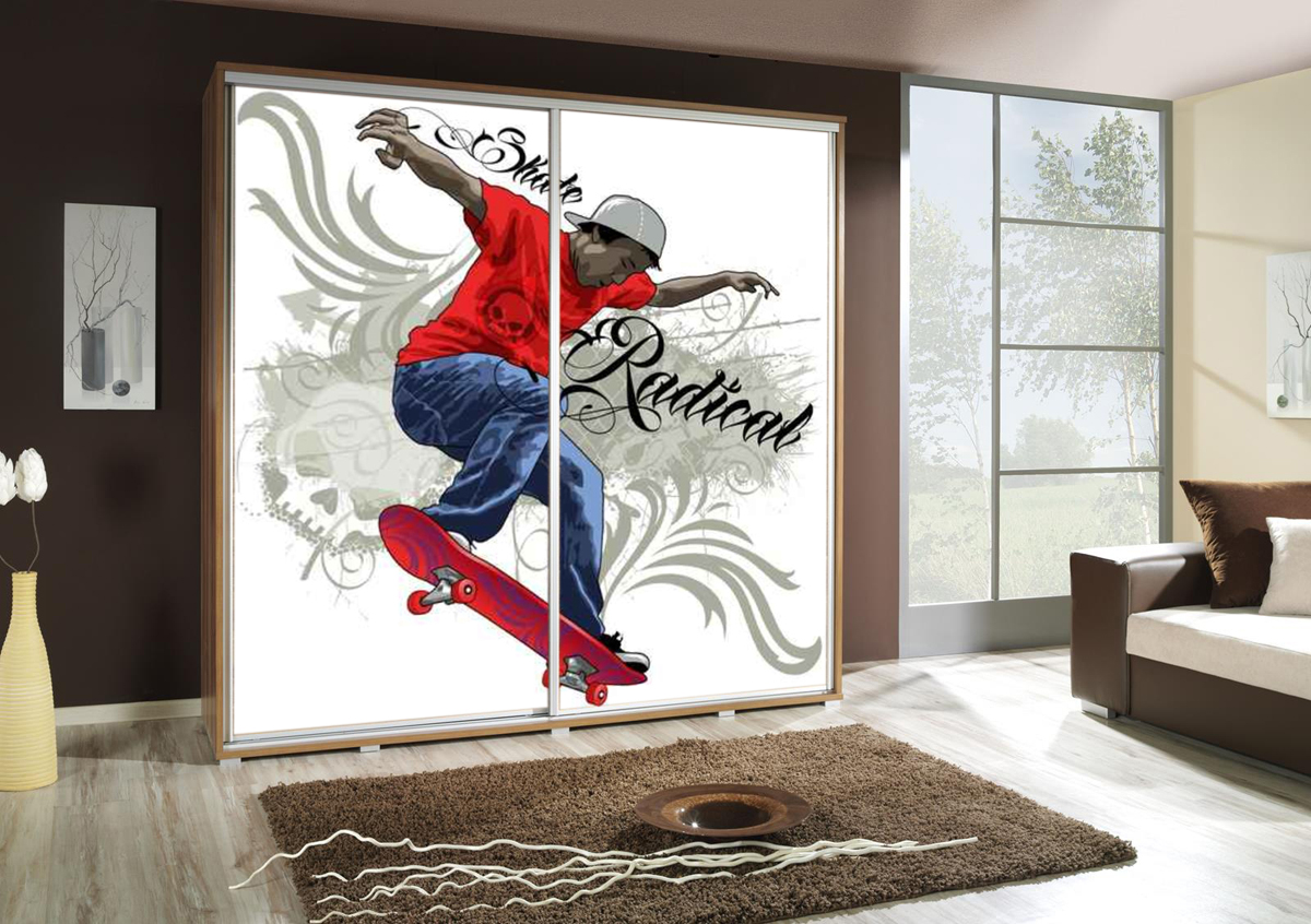 Šatní skříň Penelopa 2 Skate 2 Barva korpusu: Kaštan - wenge