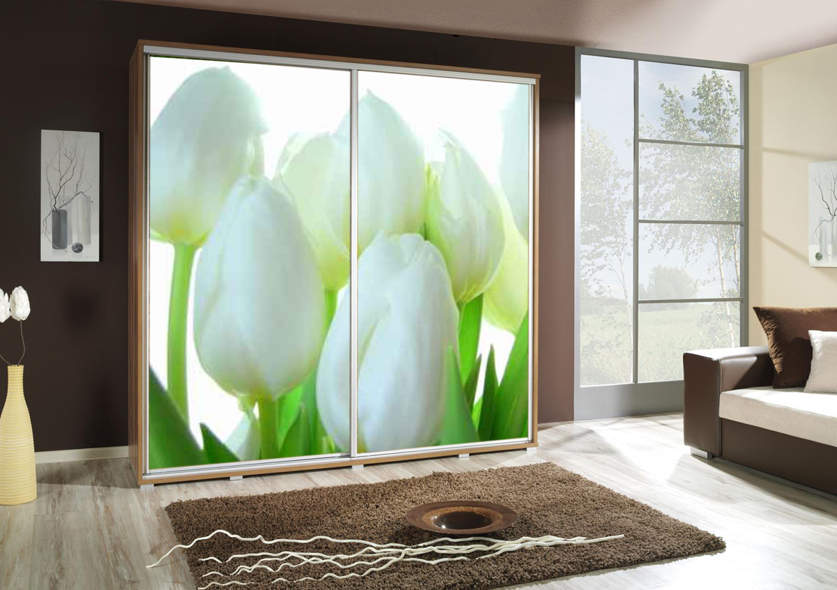 Šatní skříň Penelopa 2 Tulipány Barva korpusu: Bílá