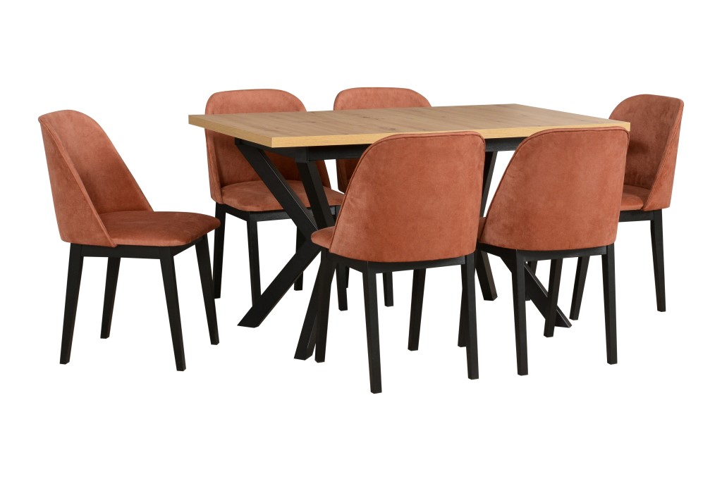 Jídelní set - stůl Ikon 4 + 6x židle Monti 1 Potahová látka - židle: Tkanina 19B